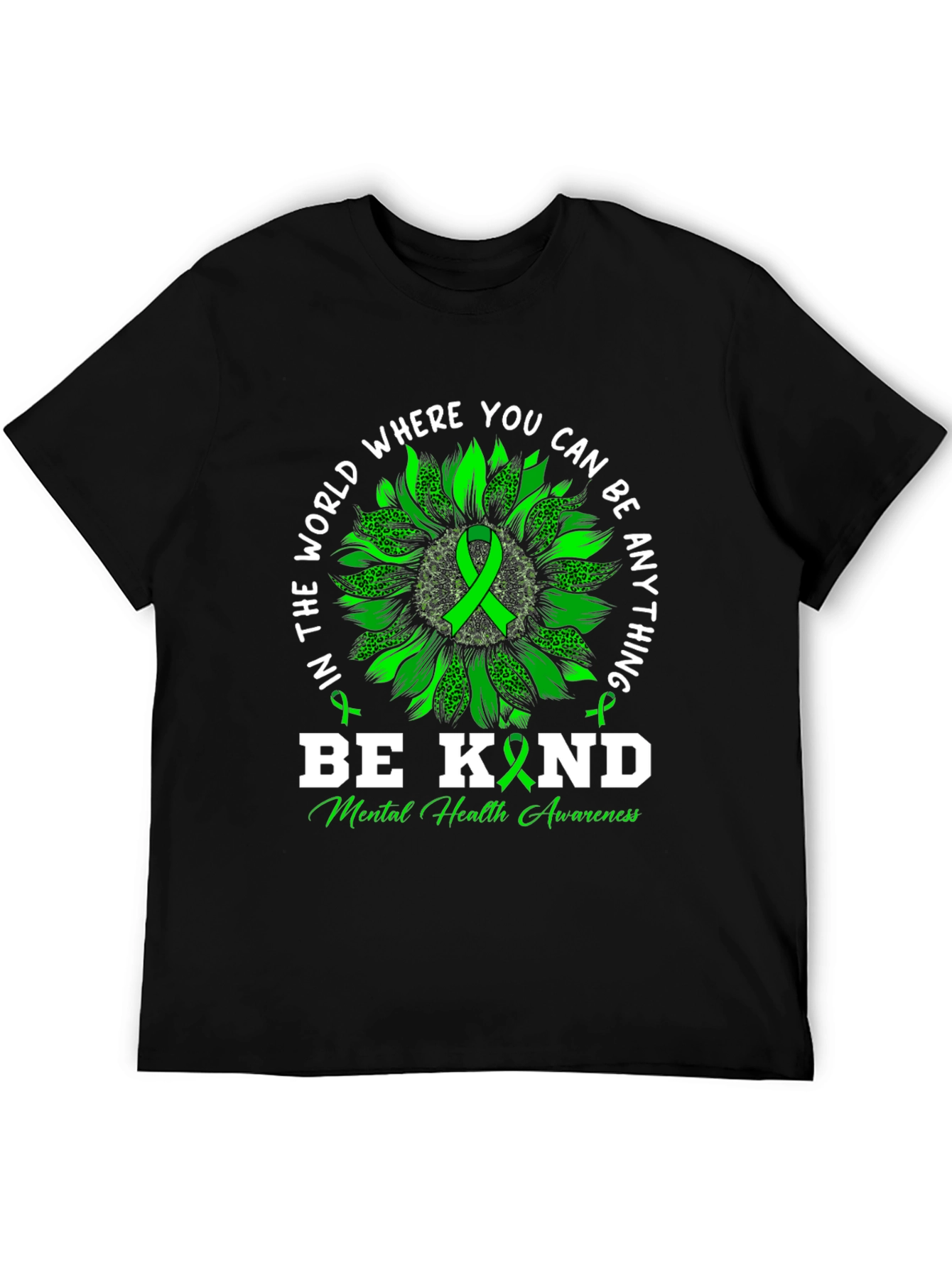 Be Kind Mental Health Awareness Black T-Shirt