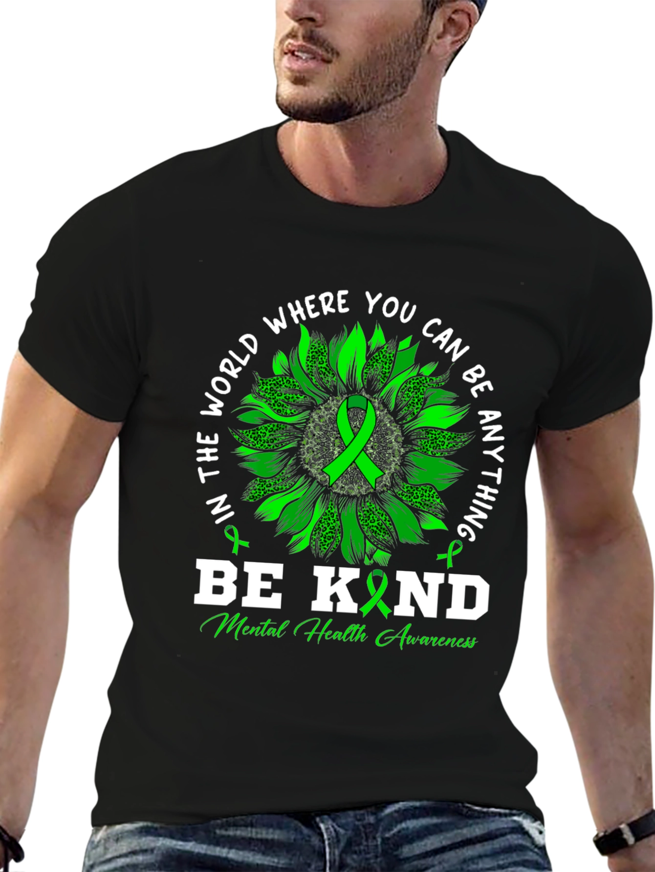 Be Kind Mental Health Awareness Black T-Shirt