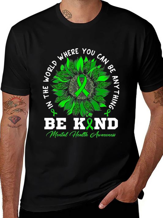 Be Kind Mental Health Awareness Black T-Shirt