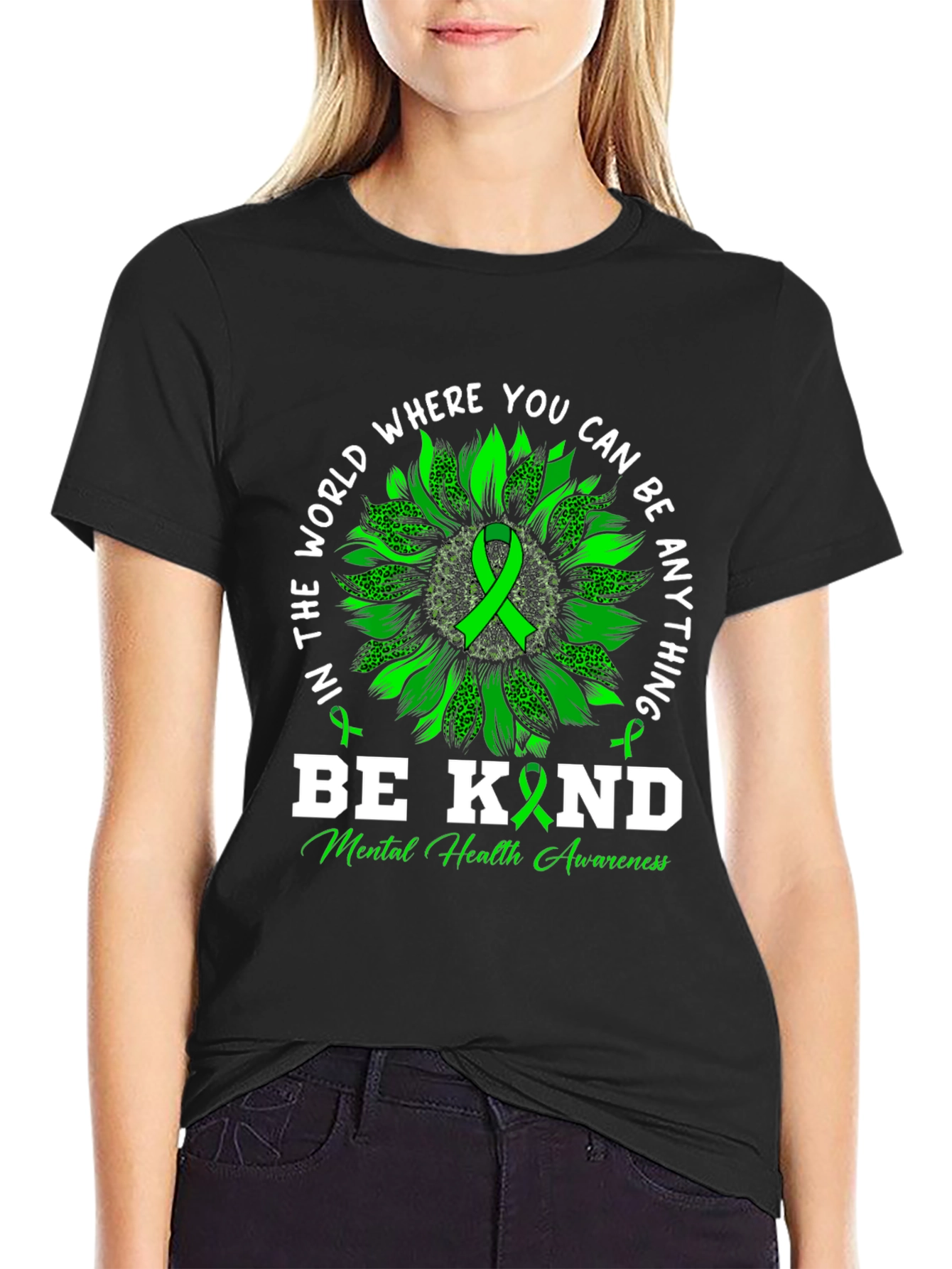 Be Kind Mental Health Awareness Black T-Shirt
