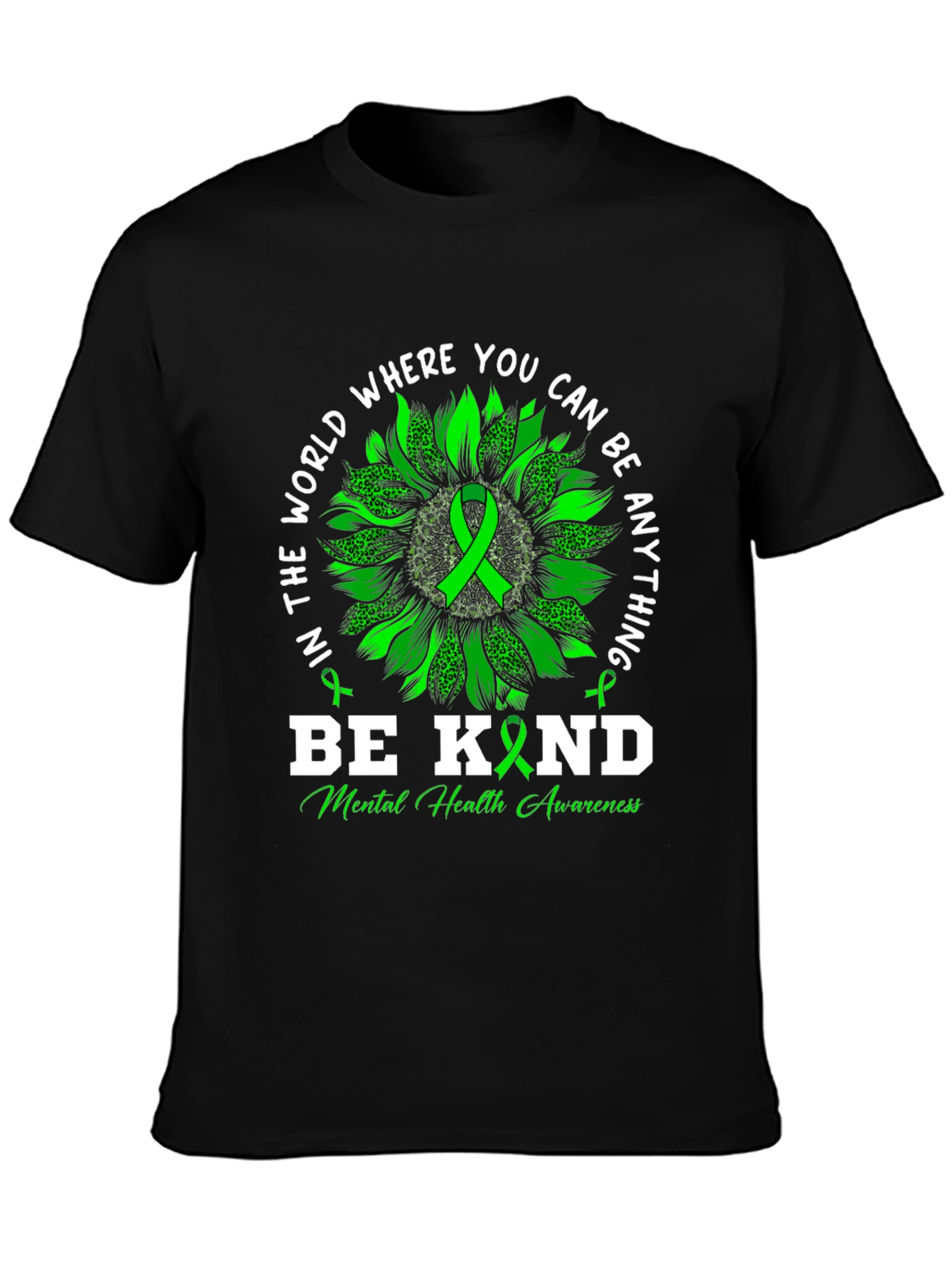 Be Kind Mental Health Awareness Black T-Shirt