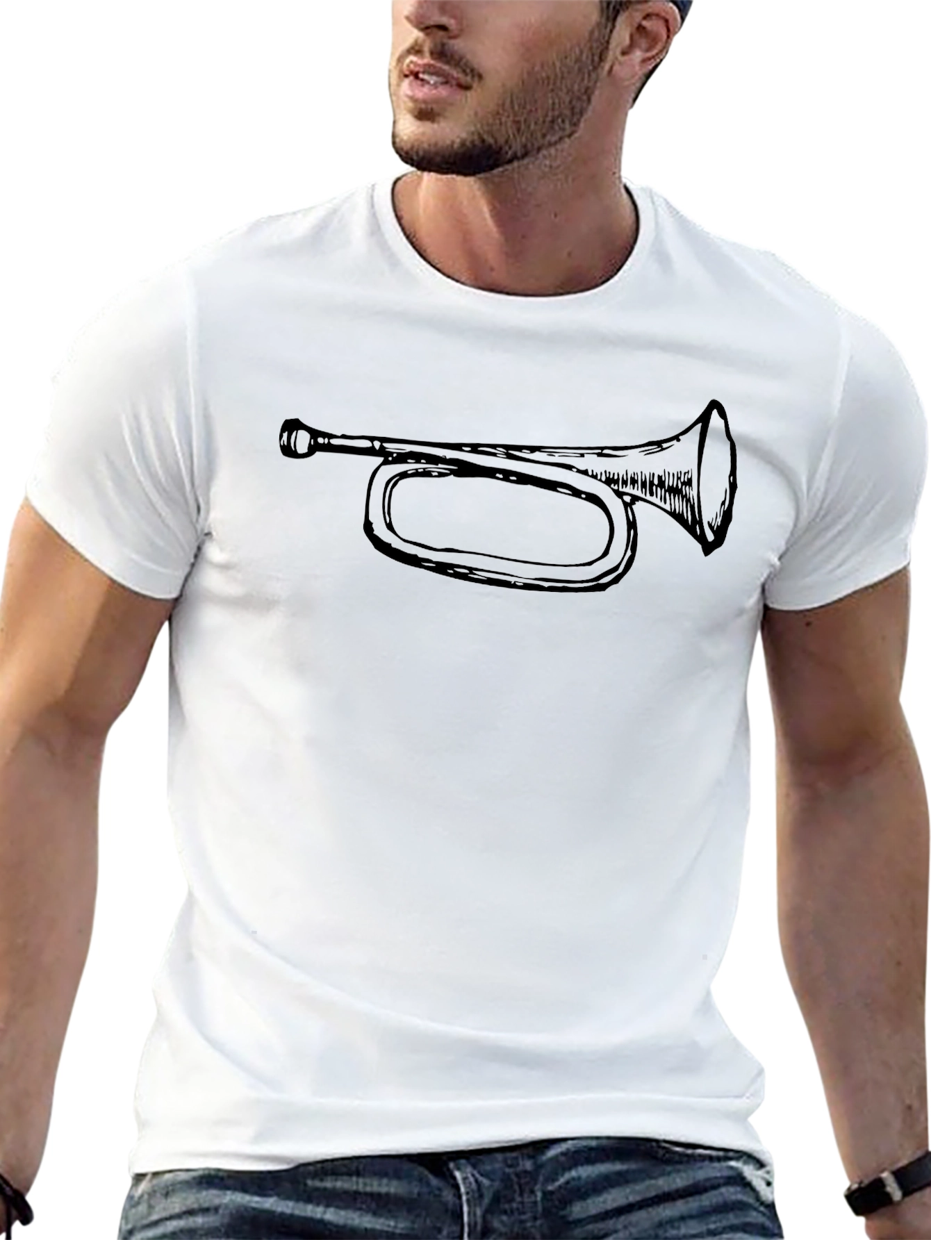 Bugle Graphic Tee - Casual Black T-Shirt