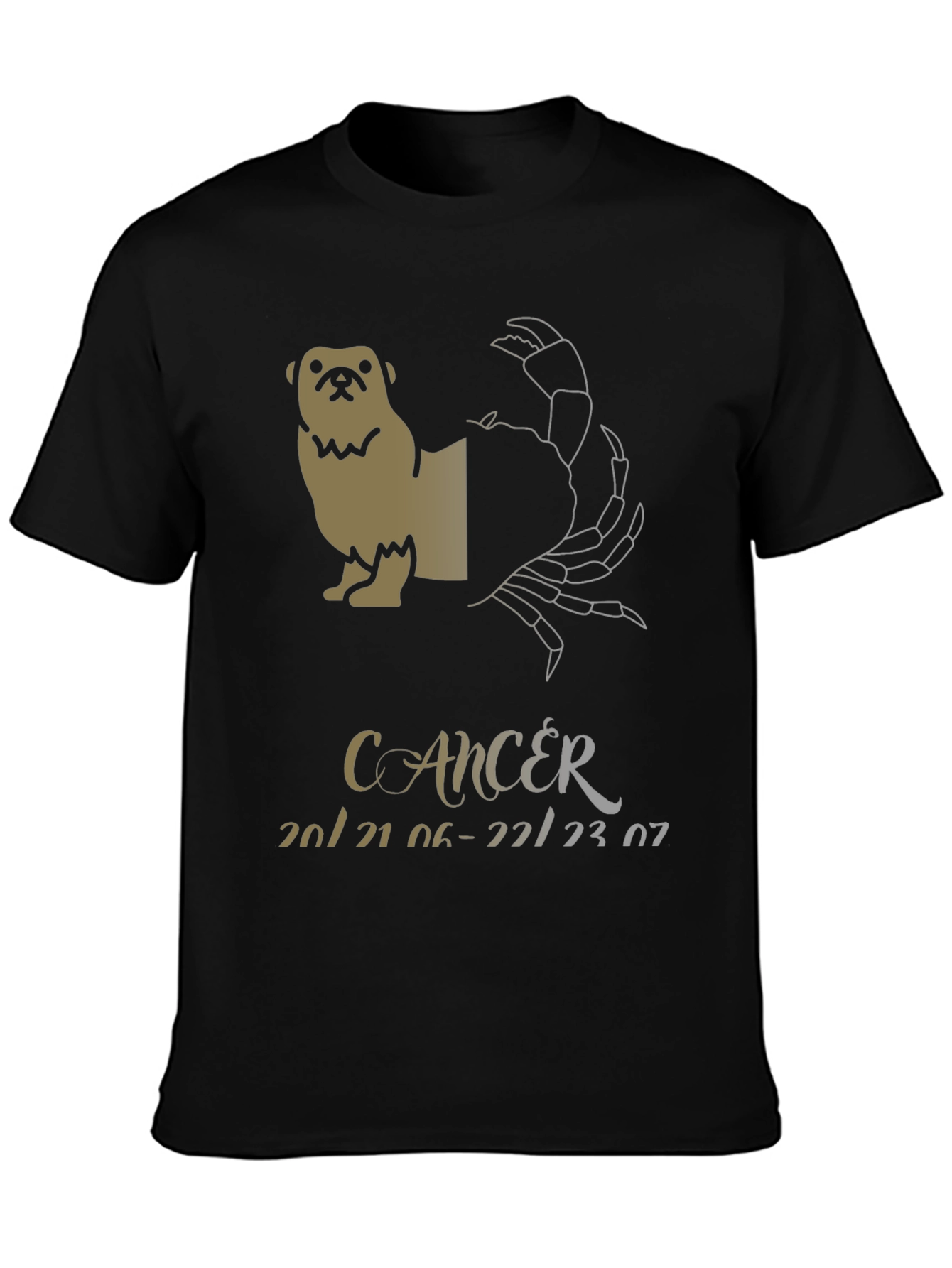 Cancer Zodiac Pug Graphic T-Shirt