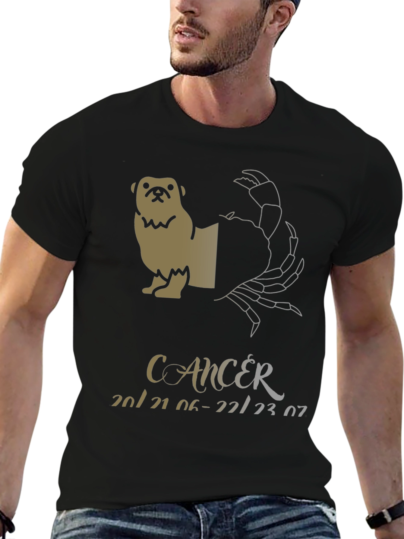 Cancer Zodiac Pug Graphic T-Shirt