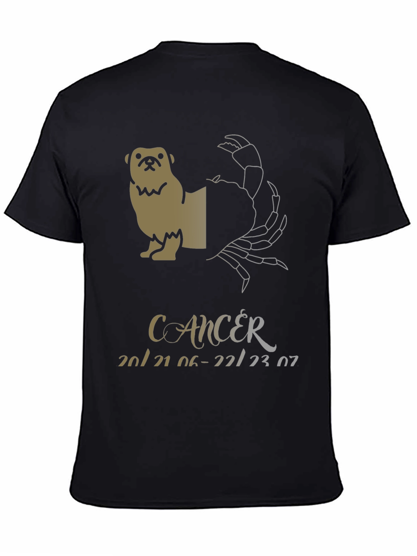 Cancer Zodiac Pug Graphic T-Shirt