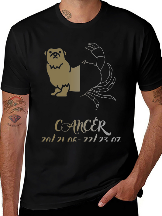 Cancer Zodiac Pug Graphic T-Shirt