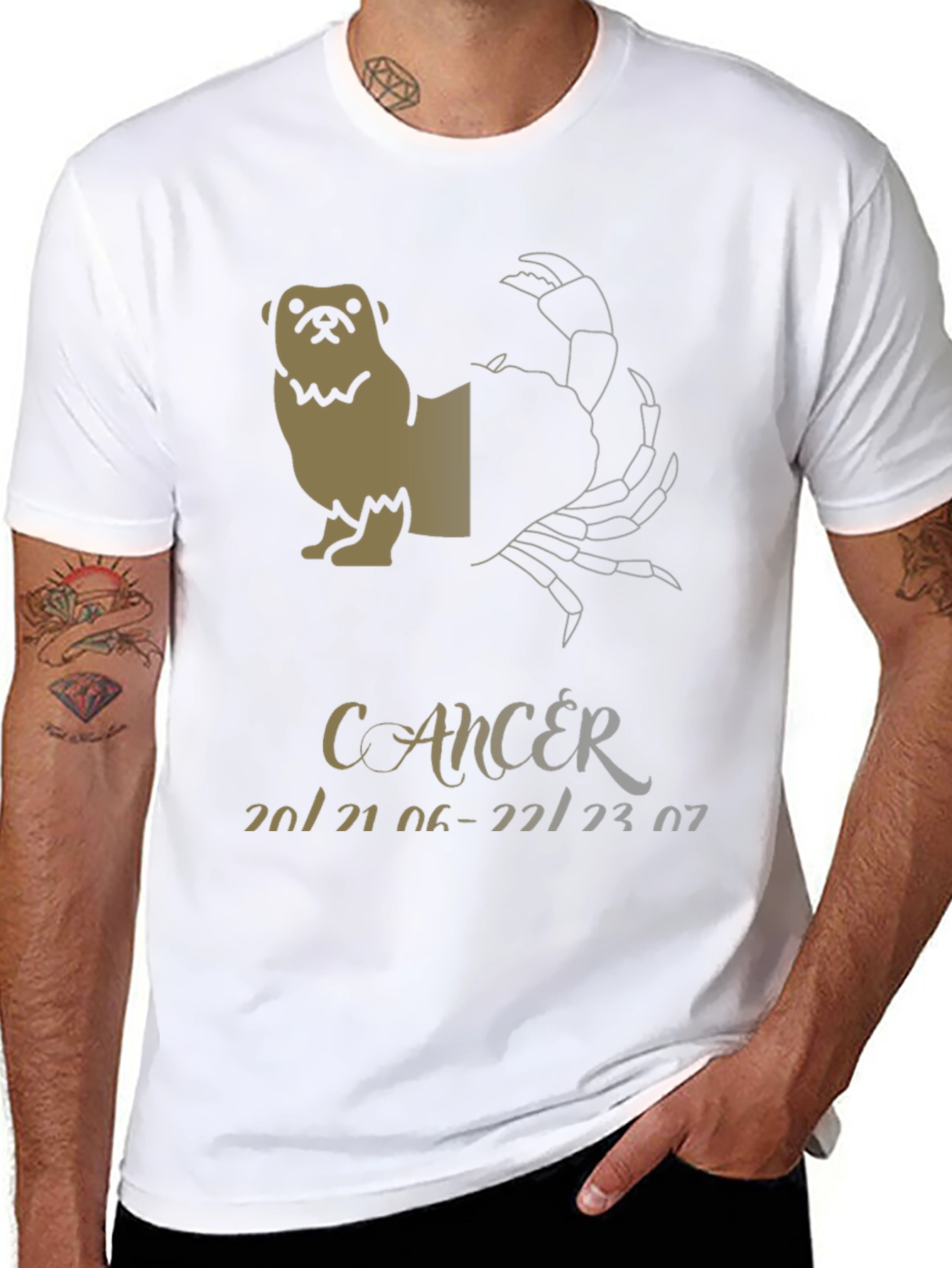 Cancer Zodiac Pug Graphic T-Shirt