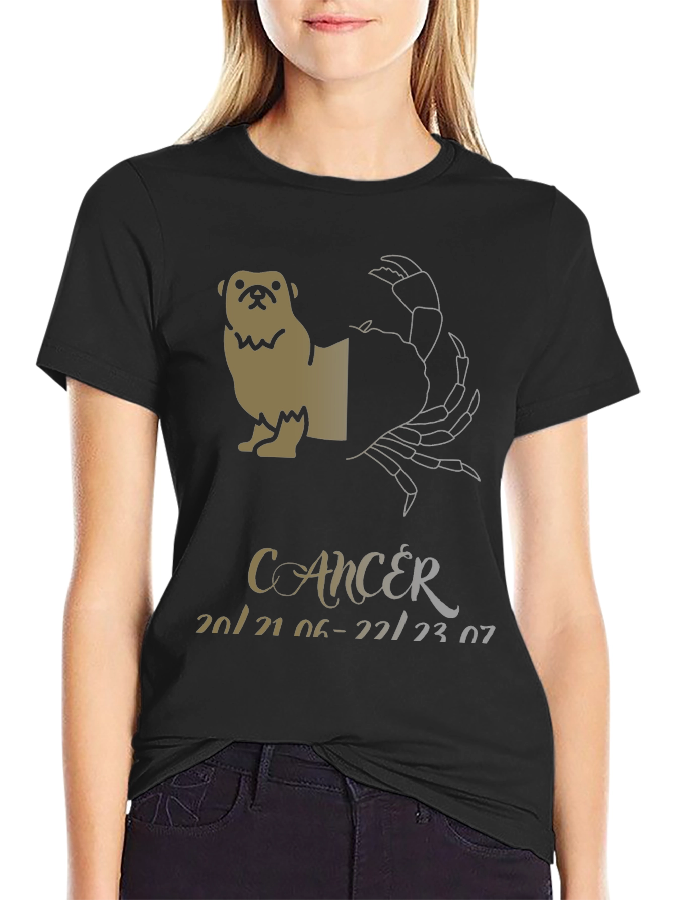Cancer Zodiac Pug Graphic T-Shirt