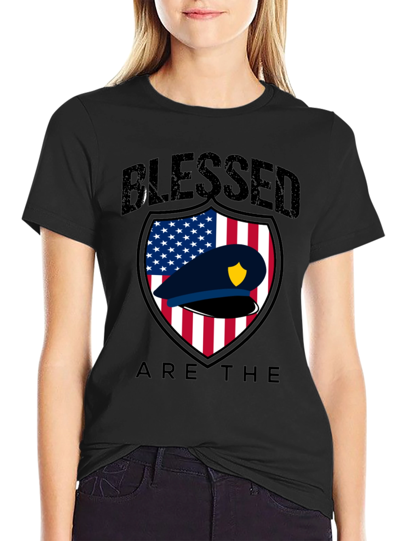 Blessed American Flag Police T-Shirt
