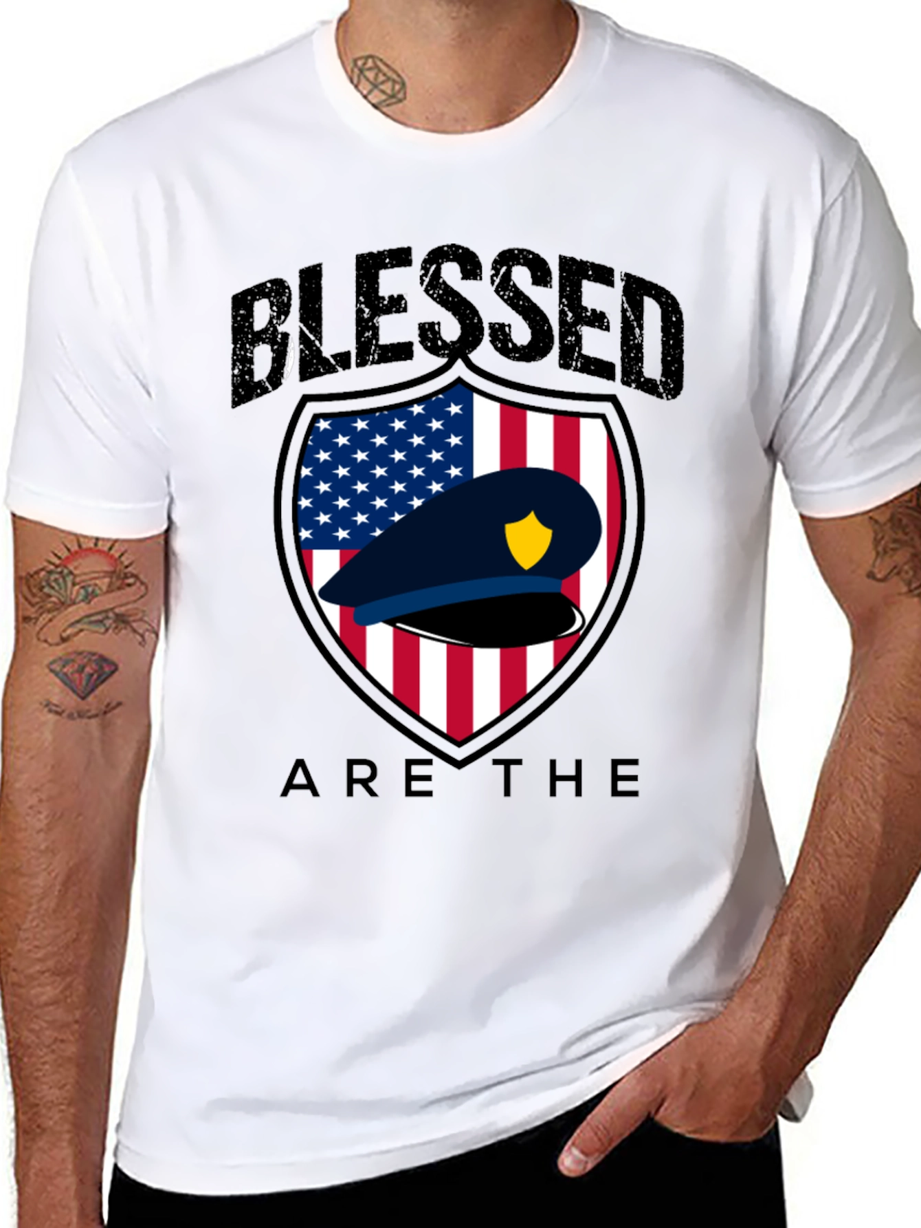 Blessed American Flag Police T-Shirt