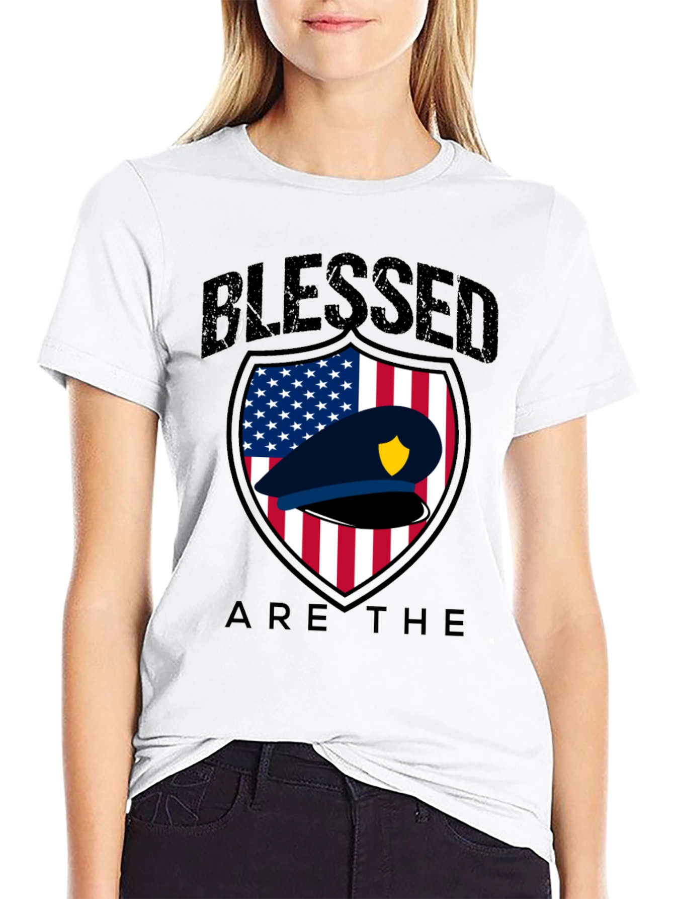 Blessed American Flag Police T-Shirt