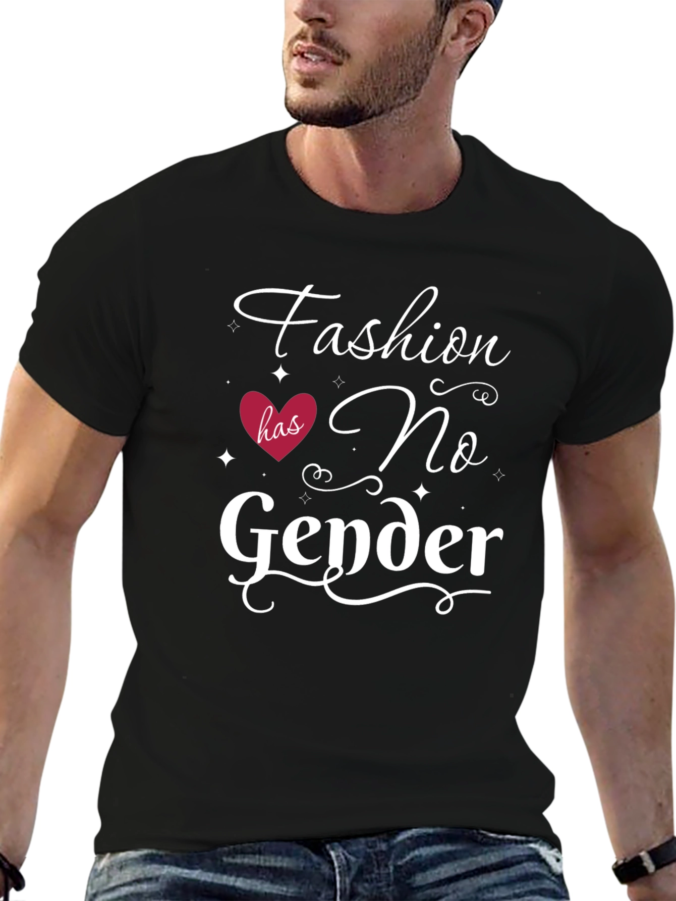 Fashion No Gender Graphic Tee - Unisex Black T-Shirt