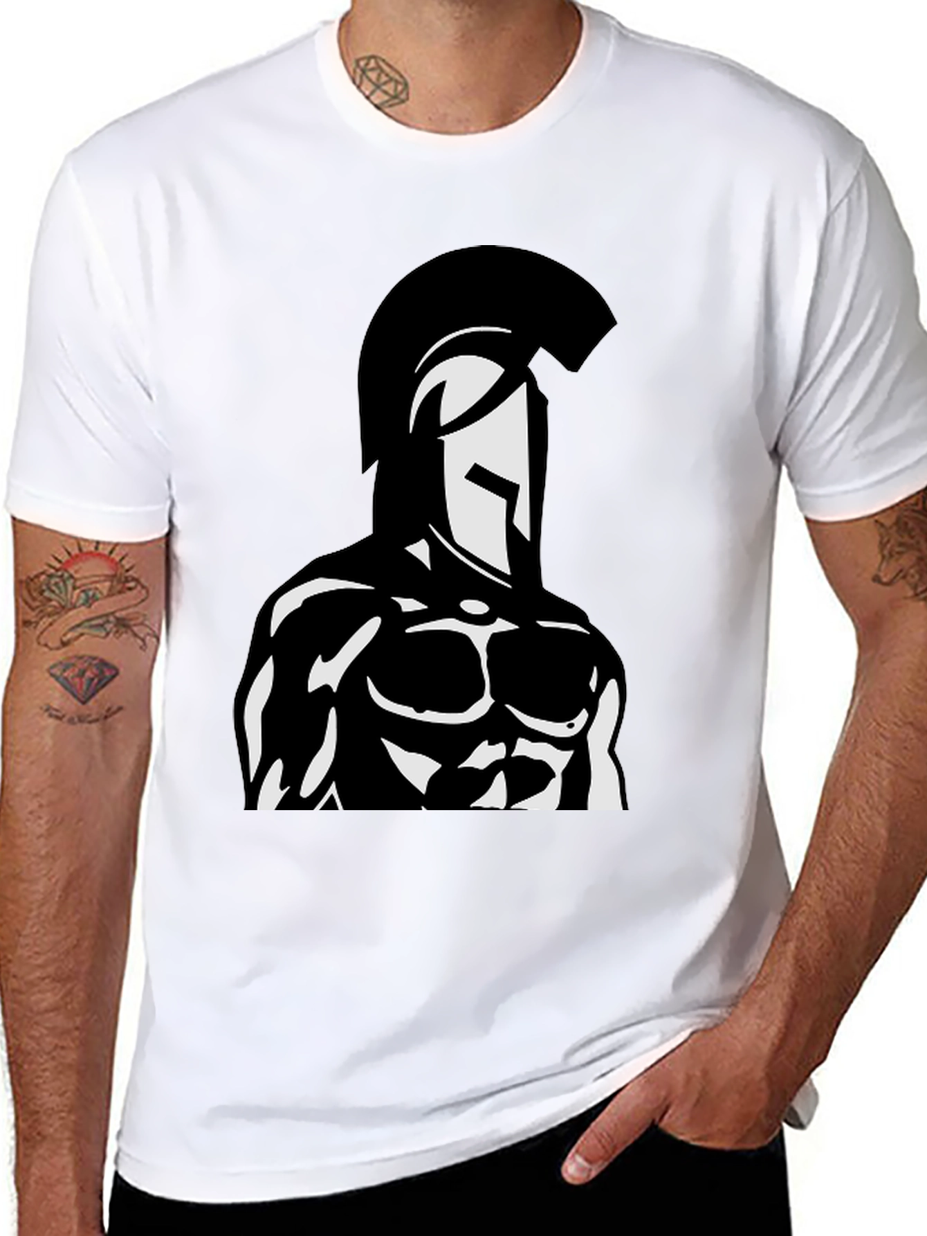 Spartan Warrior Graphic Black T-Shirt