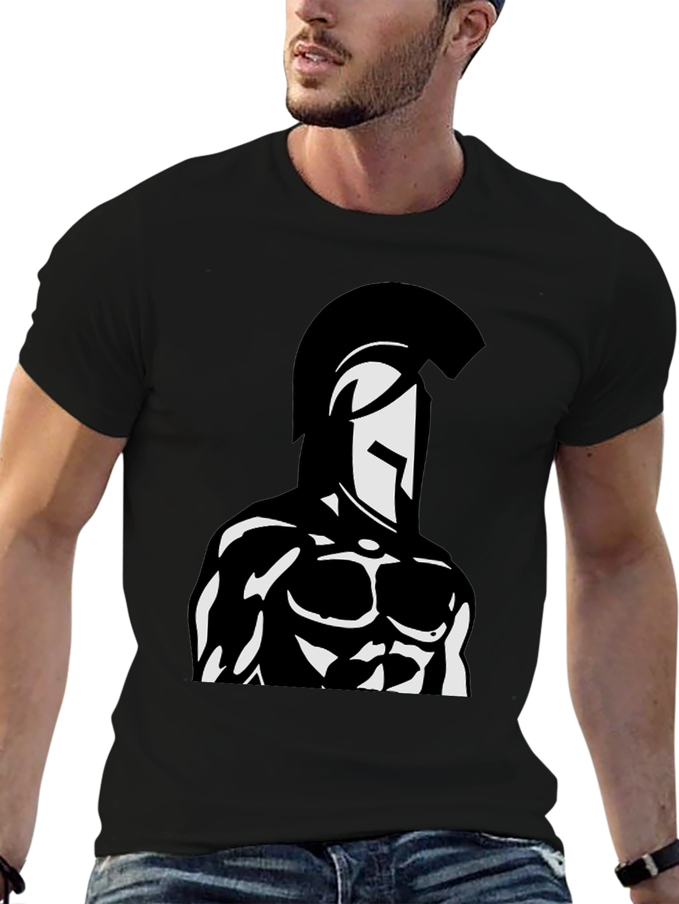 Spartan Warrior Graphic Black T-Shirt