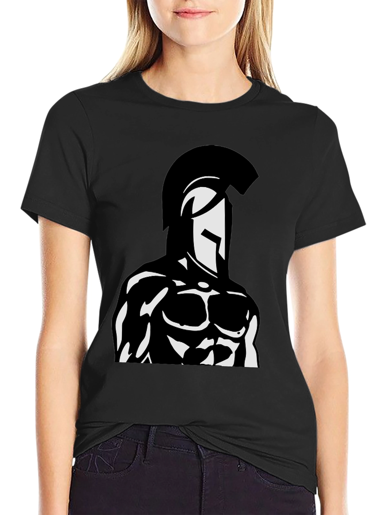 Spartan Warrior Graphic Black T-Shirt
