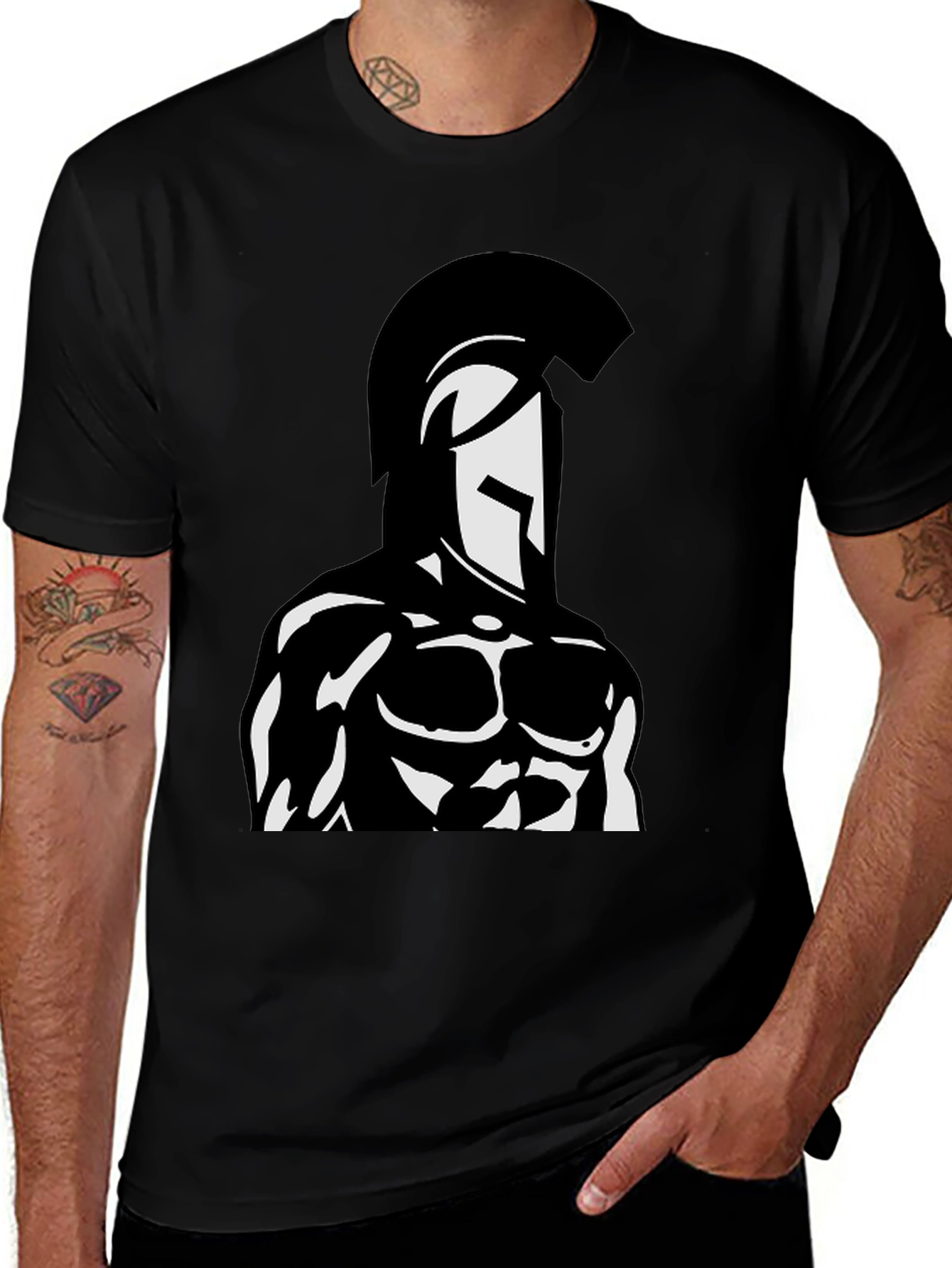 Spartan Warrior Graphic Black T-Shirt