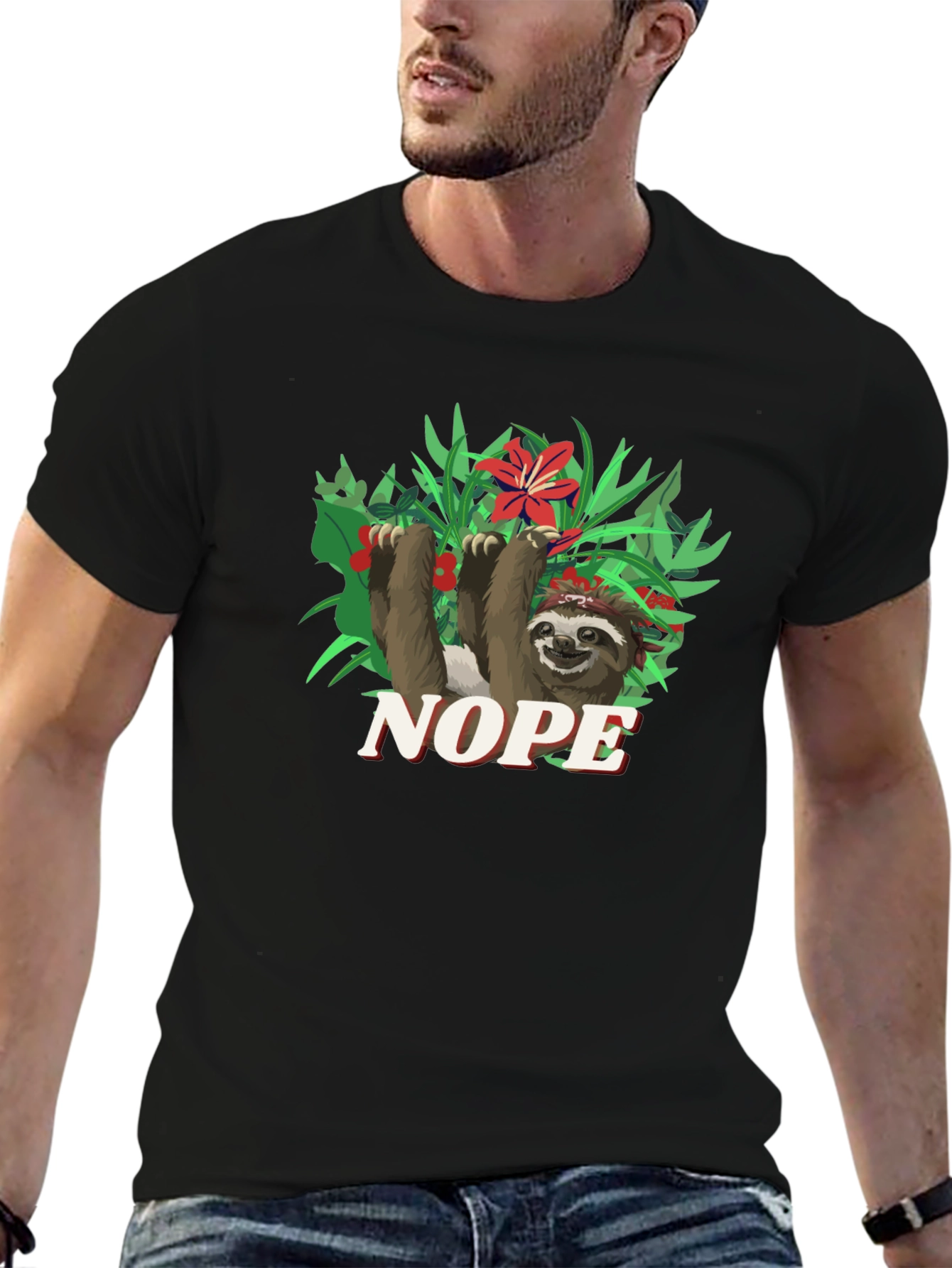 Nope Sloth Graphic Tee - Relaxed Fit