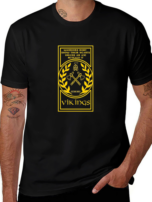 Vikings Graphic Print Black T-Shirt
