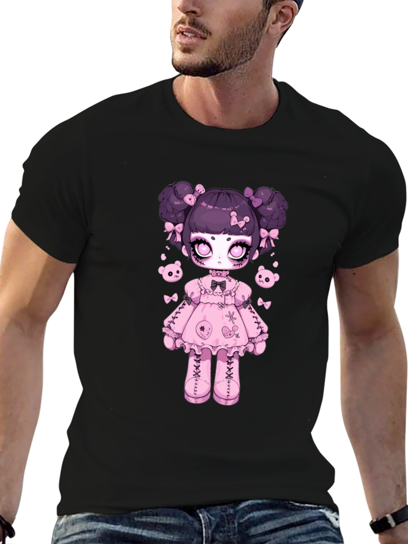 Gothic Lolita Doll Graphic Tee - Black