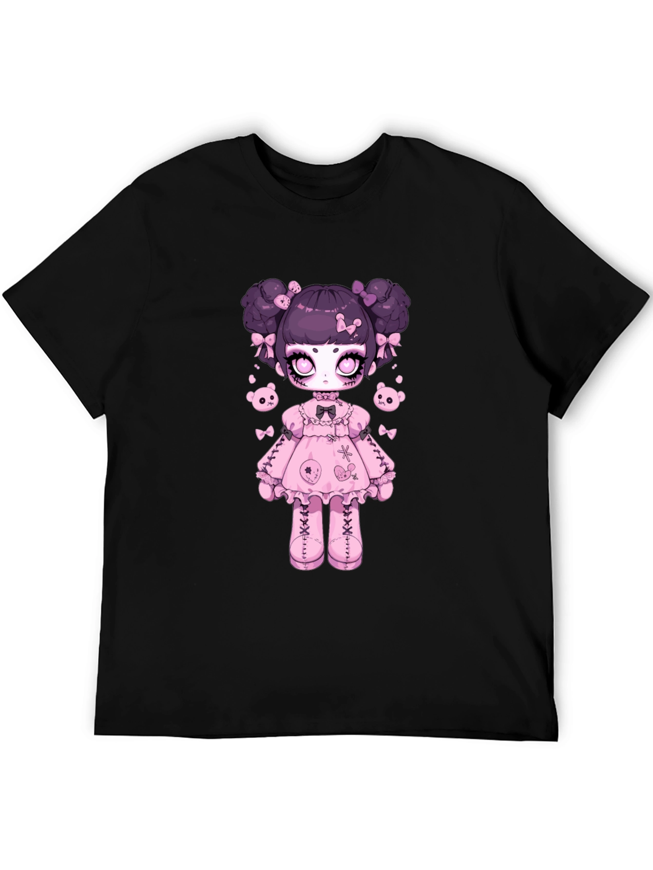 Gothic Lolita Doll Graphic Tee - Black