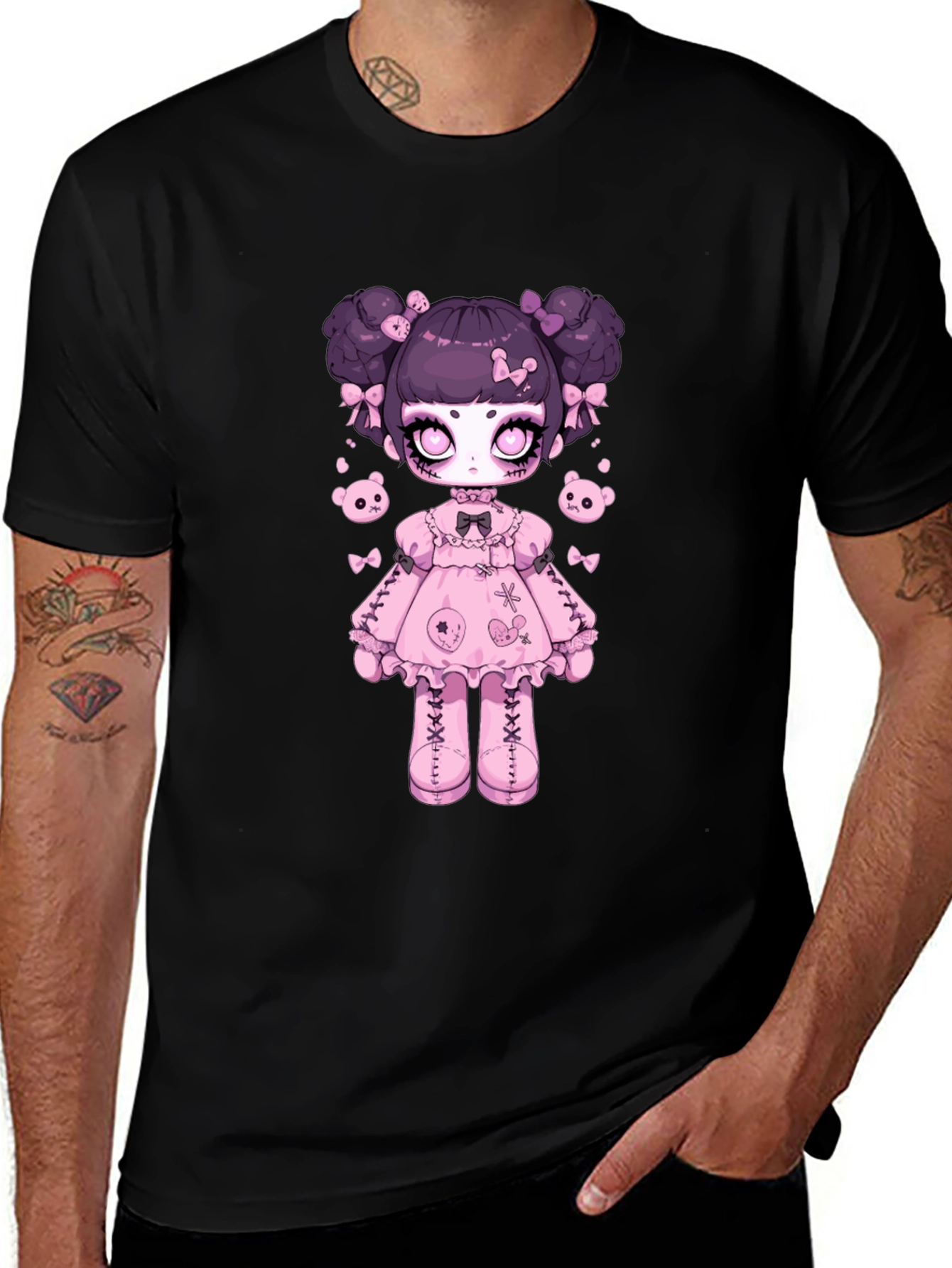 Gothic Lolita Doll Graphic Tee - Black