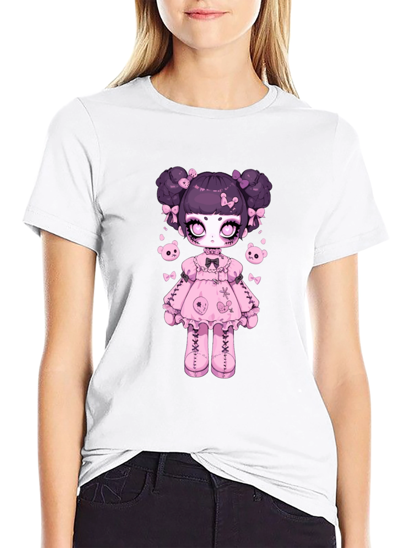 Gothic Lolita Doll Graphic Tee - Black