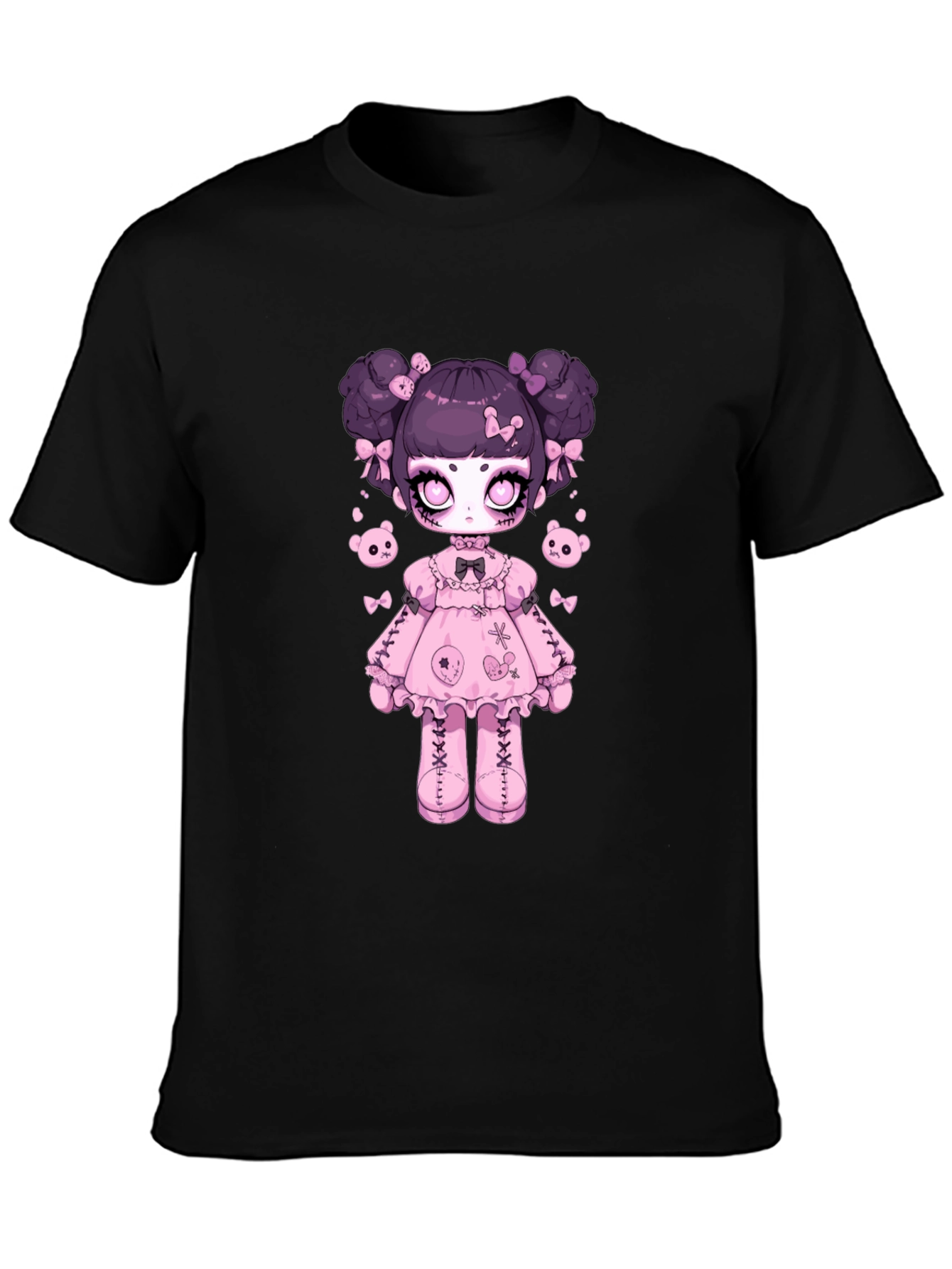 Gothic Lolita Doll Graphic Tee - Black