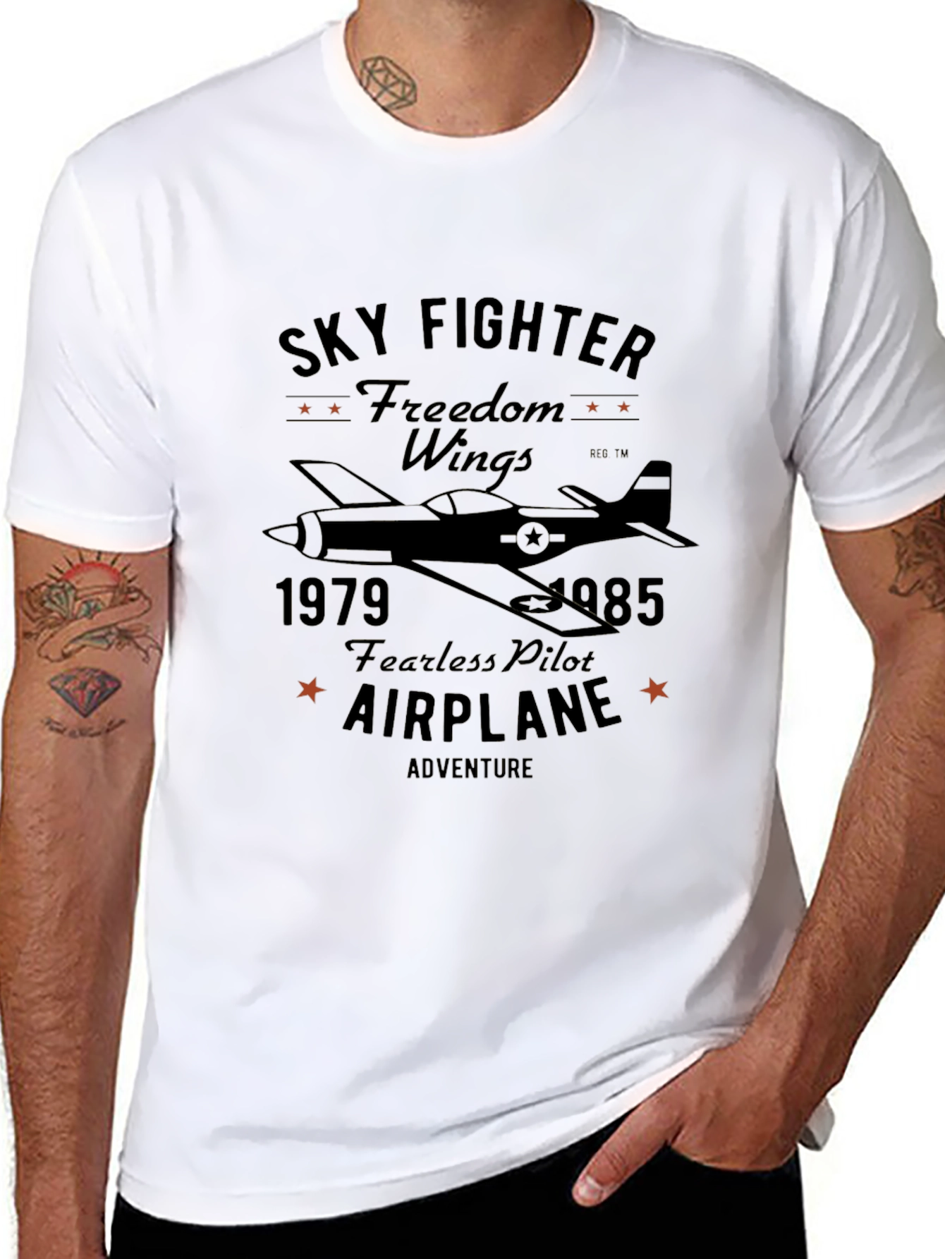 Sky Fighter Airplane Graphic T-Shirt