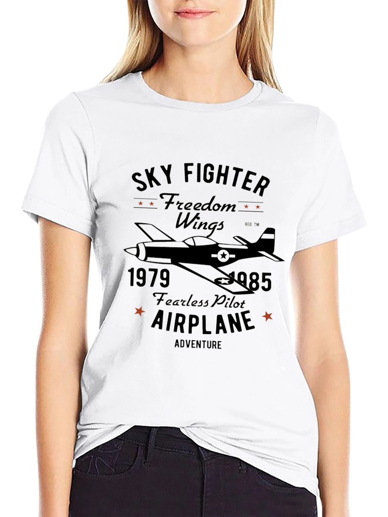 Sky Fighter Airplane Graphic T-Shirt