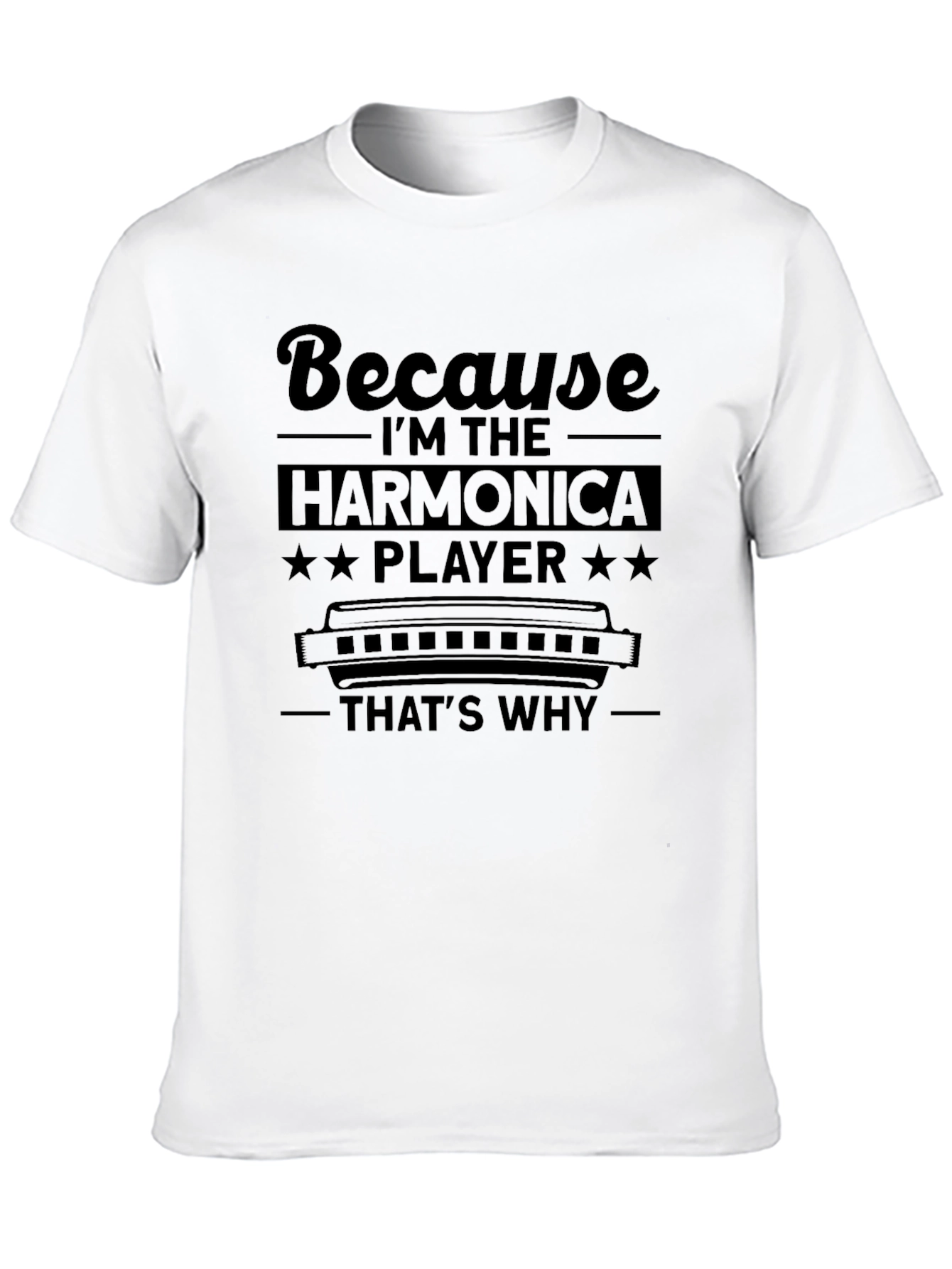 Harmonica Player T-Shirt - Black - Music Gift