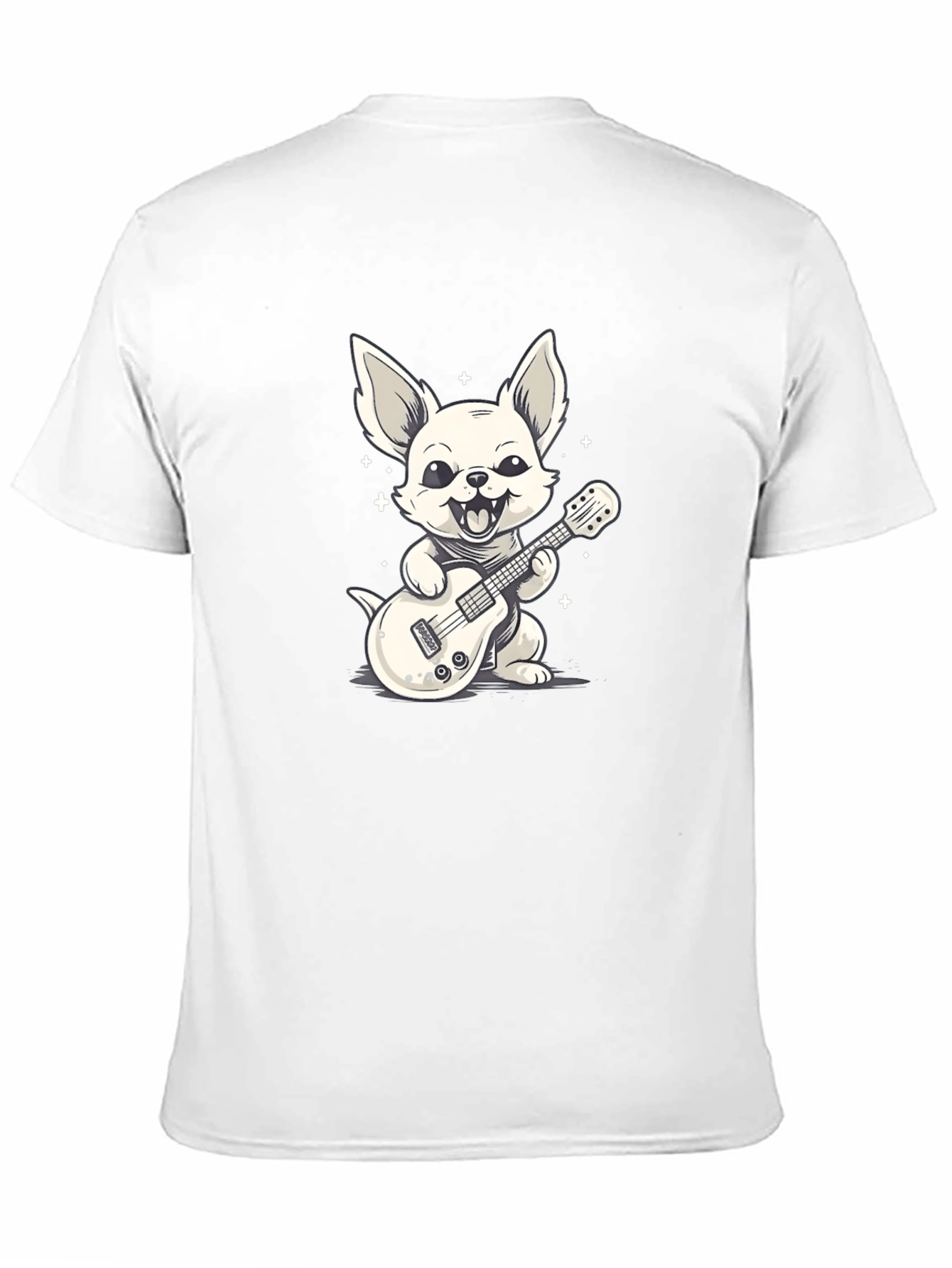 Dog Guitarist Graphic Tee - Black Cotton T-Shirt