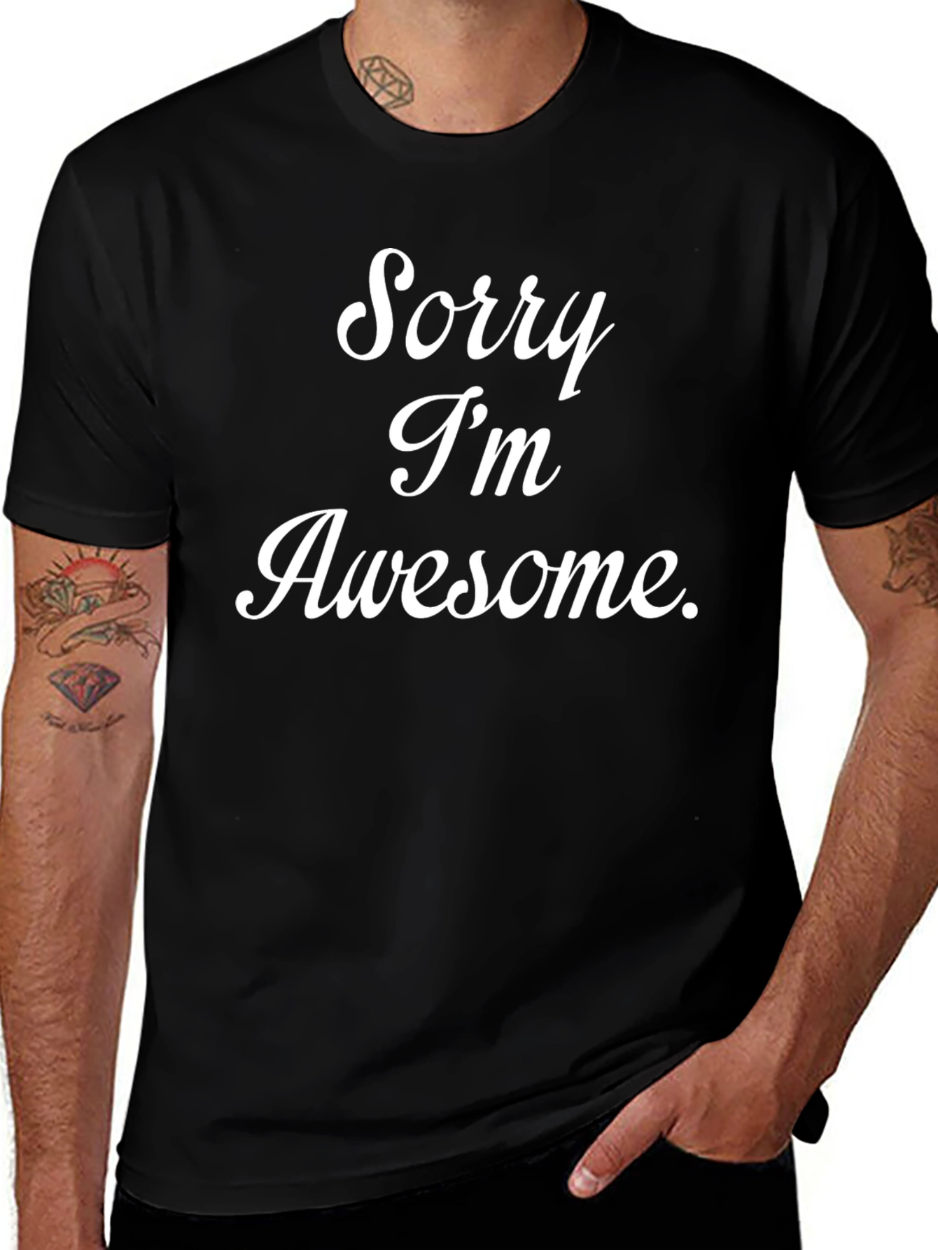 Sorry Im Awesome - Mens Black T-Shirt