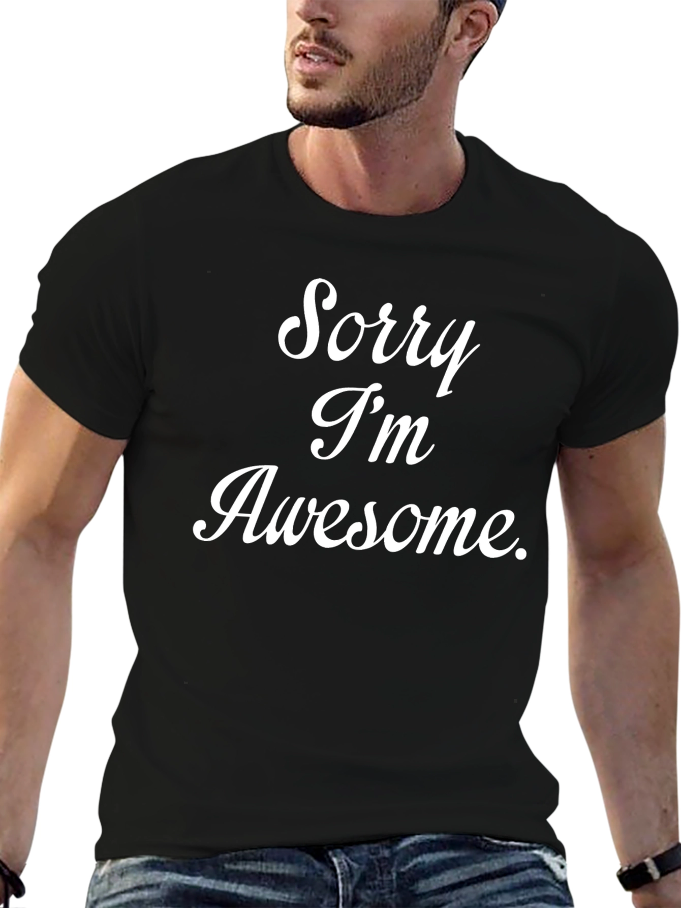 Sorry Im Awesome - Mens Black T-Shirt