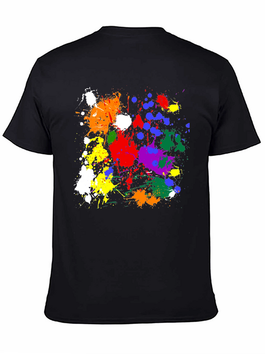 Colorful Splatter Paint Graphic Black T-Shirt
