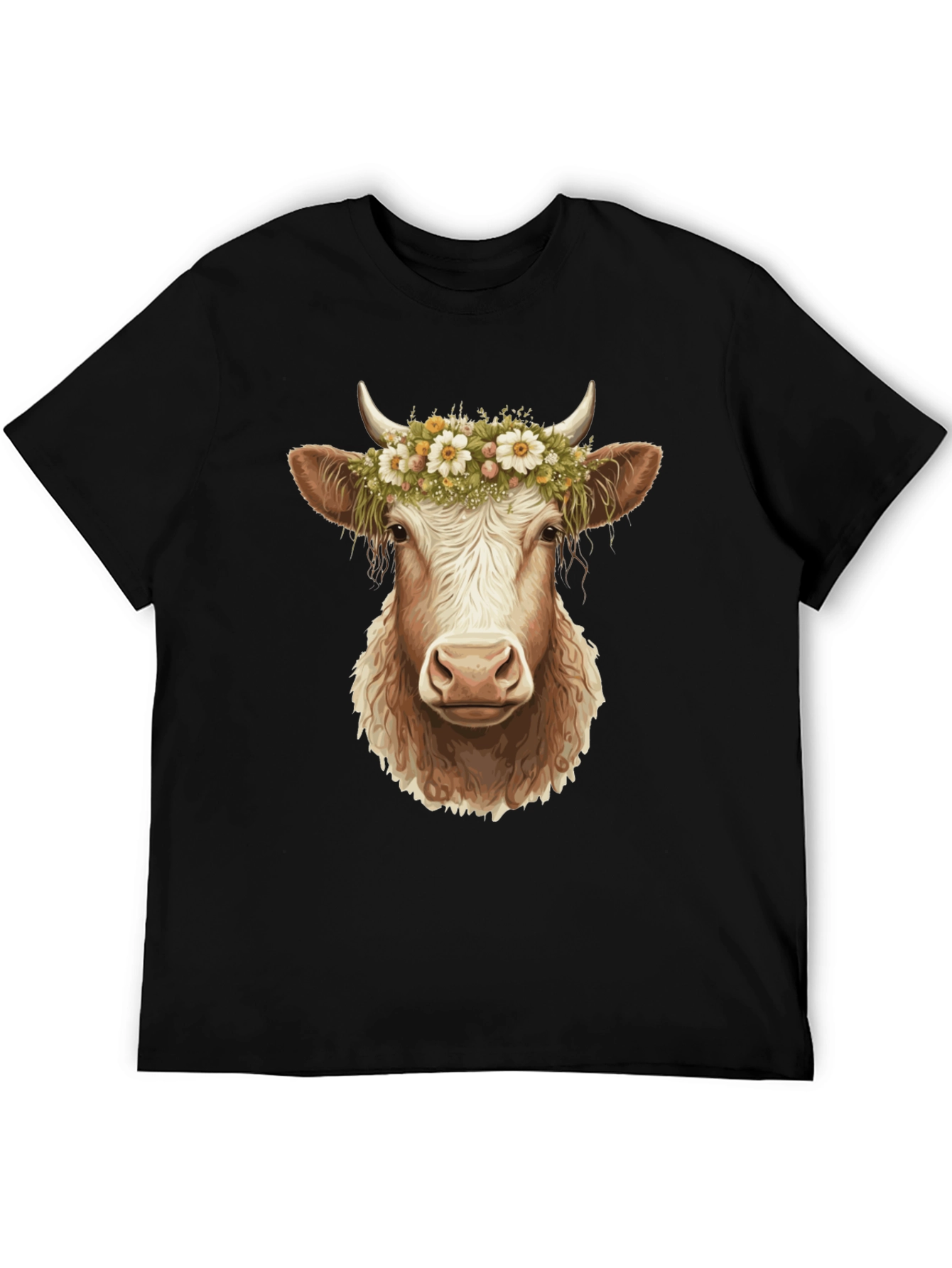 Cow with Flower Crown Graphic Tee