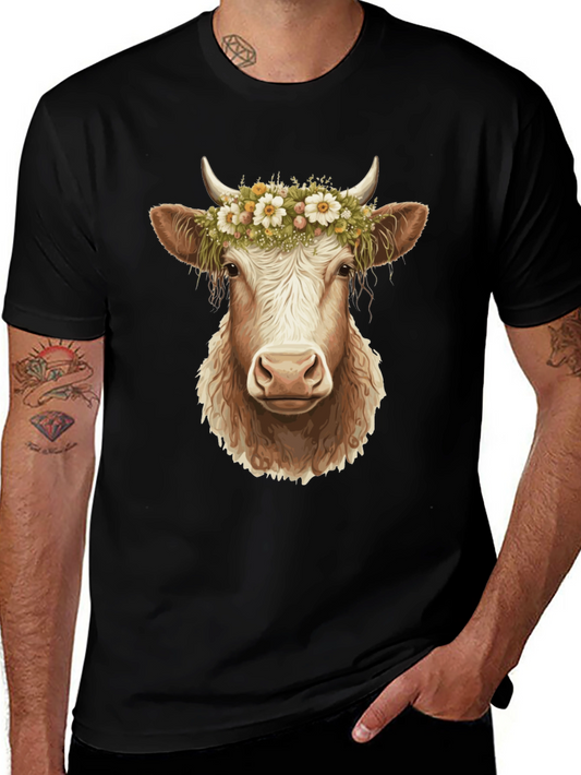Cow with Flower Crown Graphic Tee