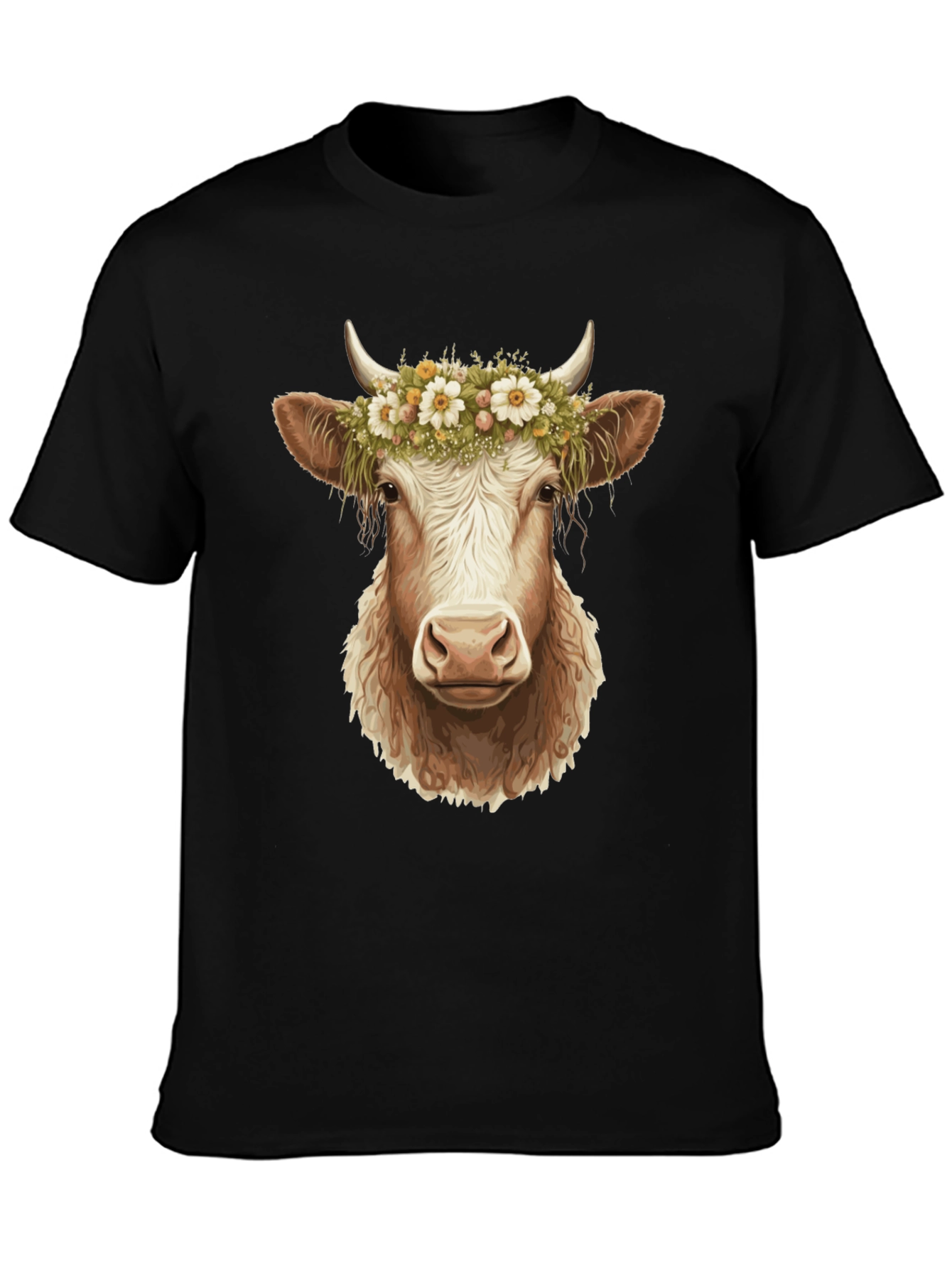 Cow with Flower Crown Graphic Tee