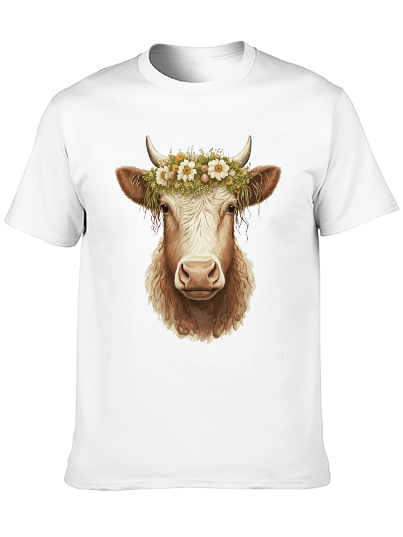 Cow with Flower Crown Graphic Tee