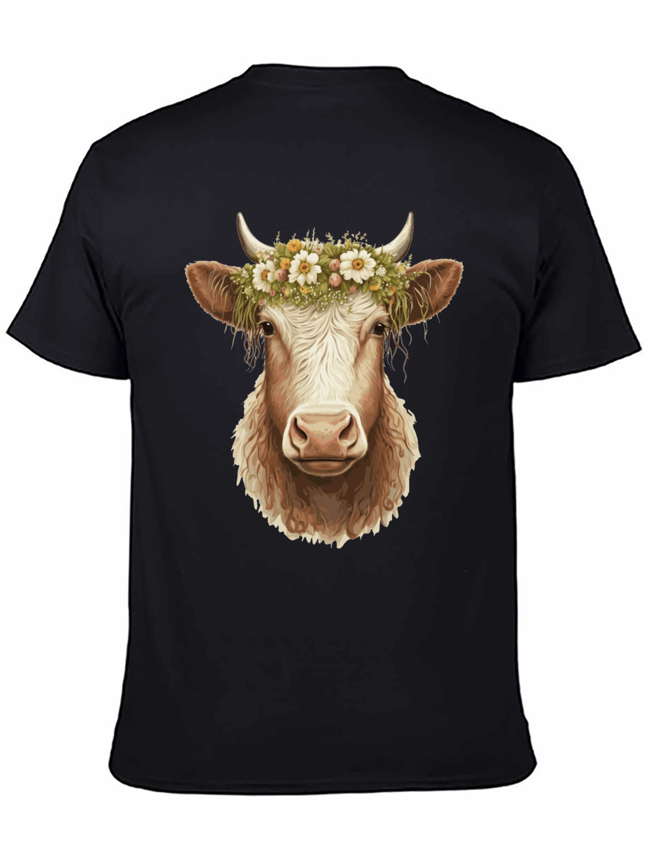 Cow with Flower Crown Graphic Tee