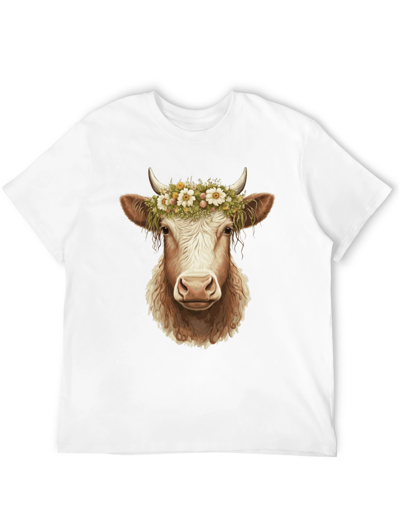 Cow with Flower Crown Graphic Tee