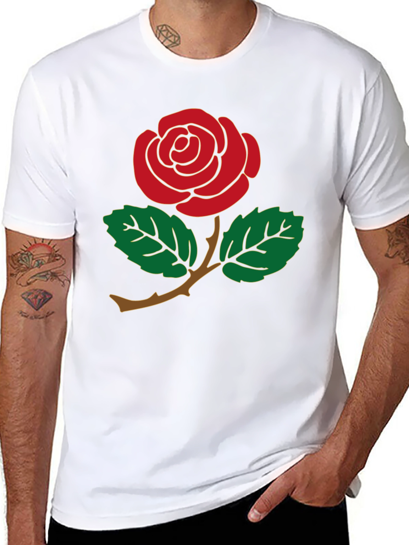 Red Rose Graphic Tee - Mens Black T-Shirt