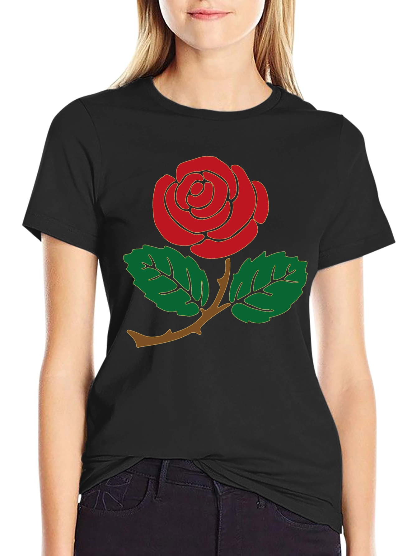 Red Rose Graphic Tee - Mens Black T-Shirt