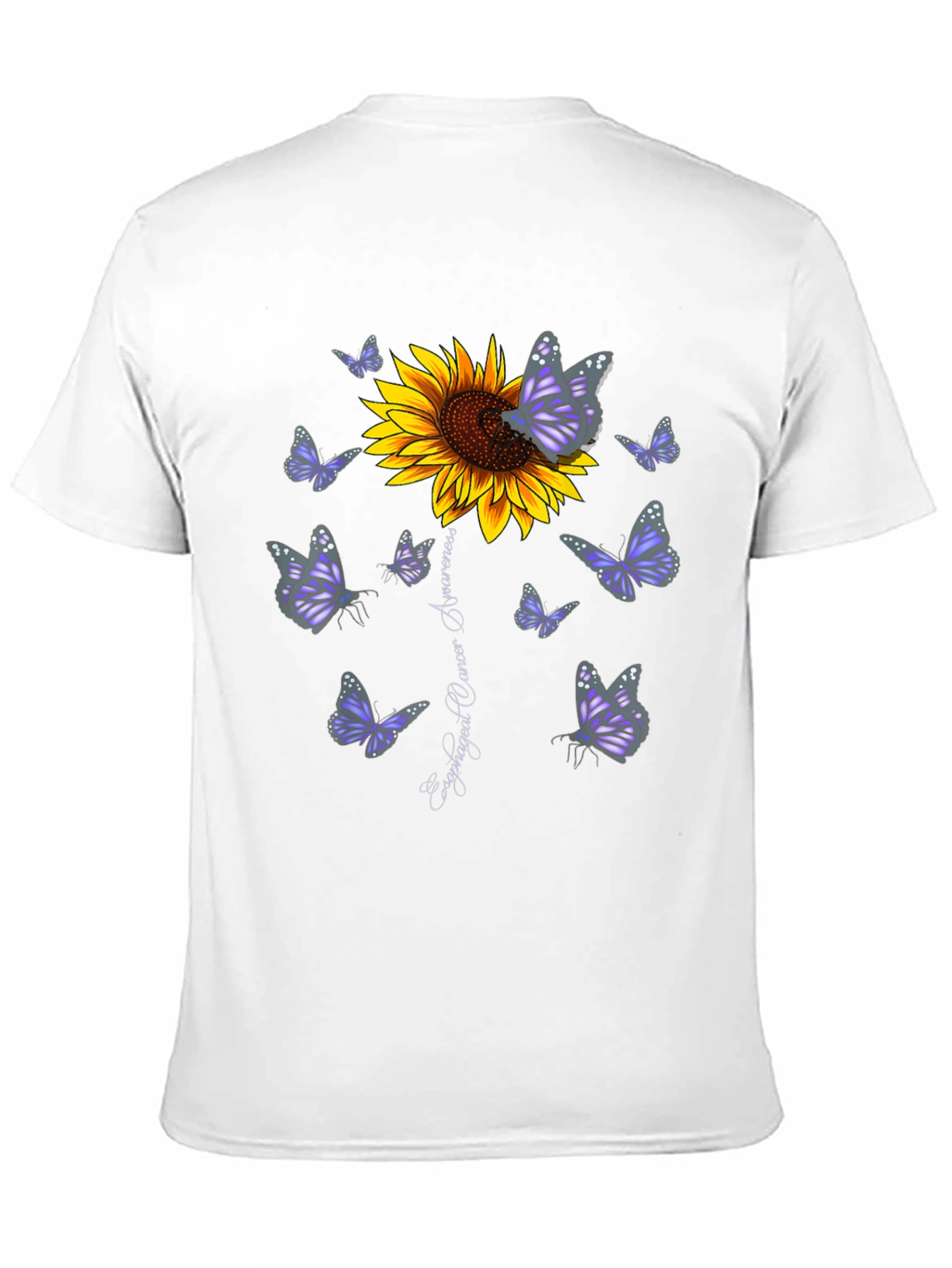 Sunflower & Butterfly Esophageal Cancer Awareness T-Shirt