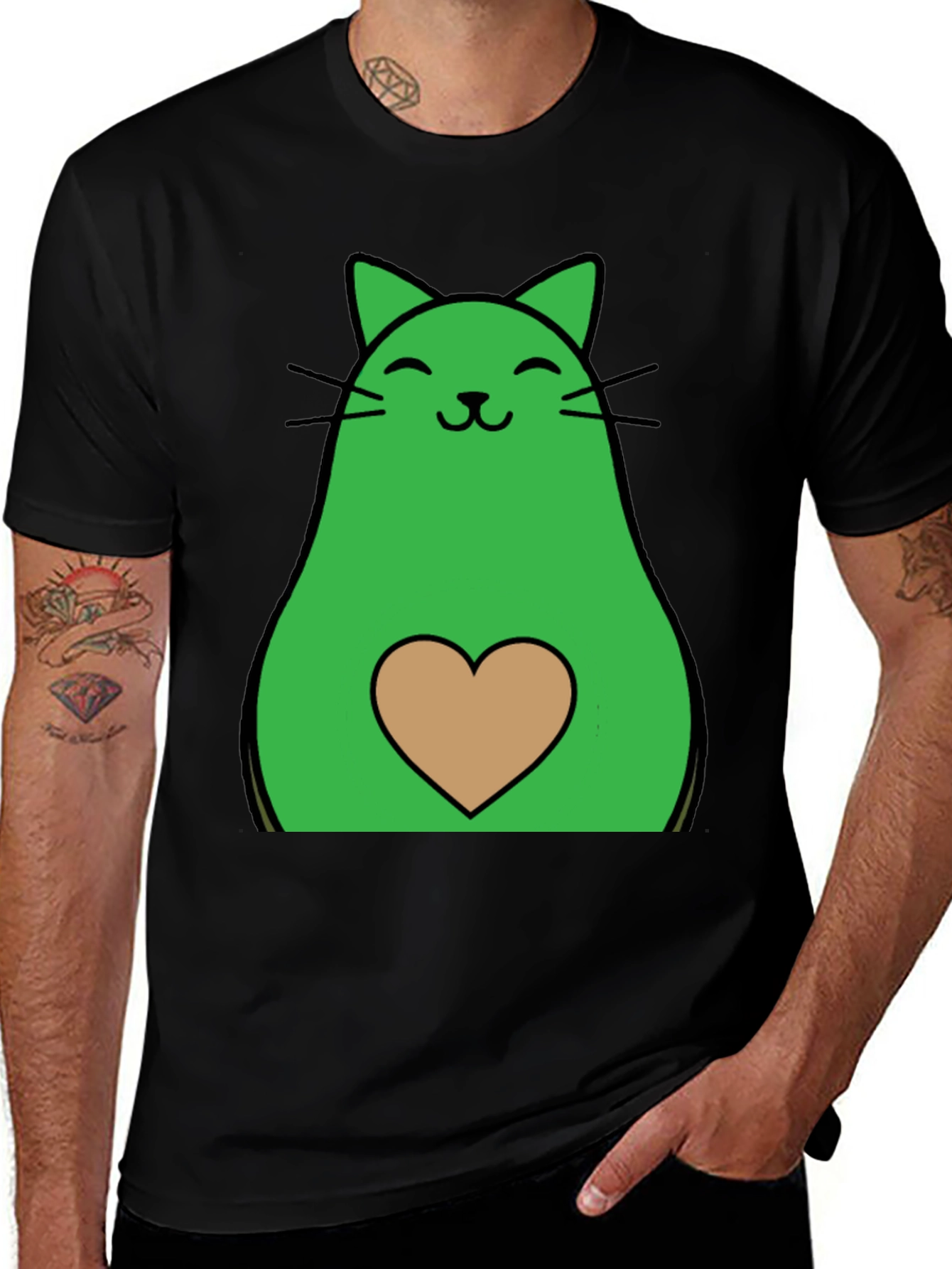 Avocado Cat Graphic Tee - Cute & Unique!