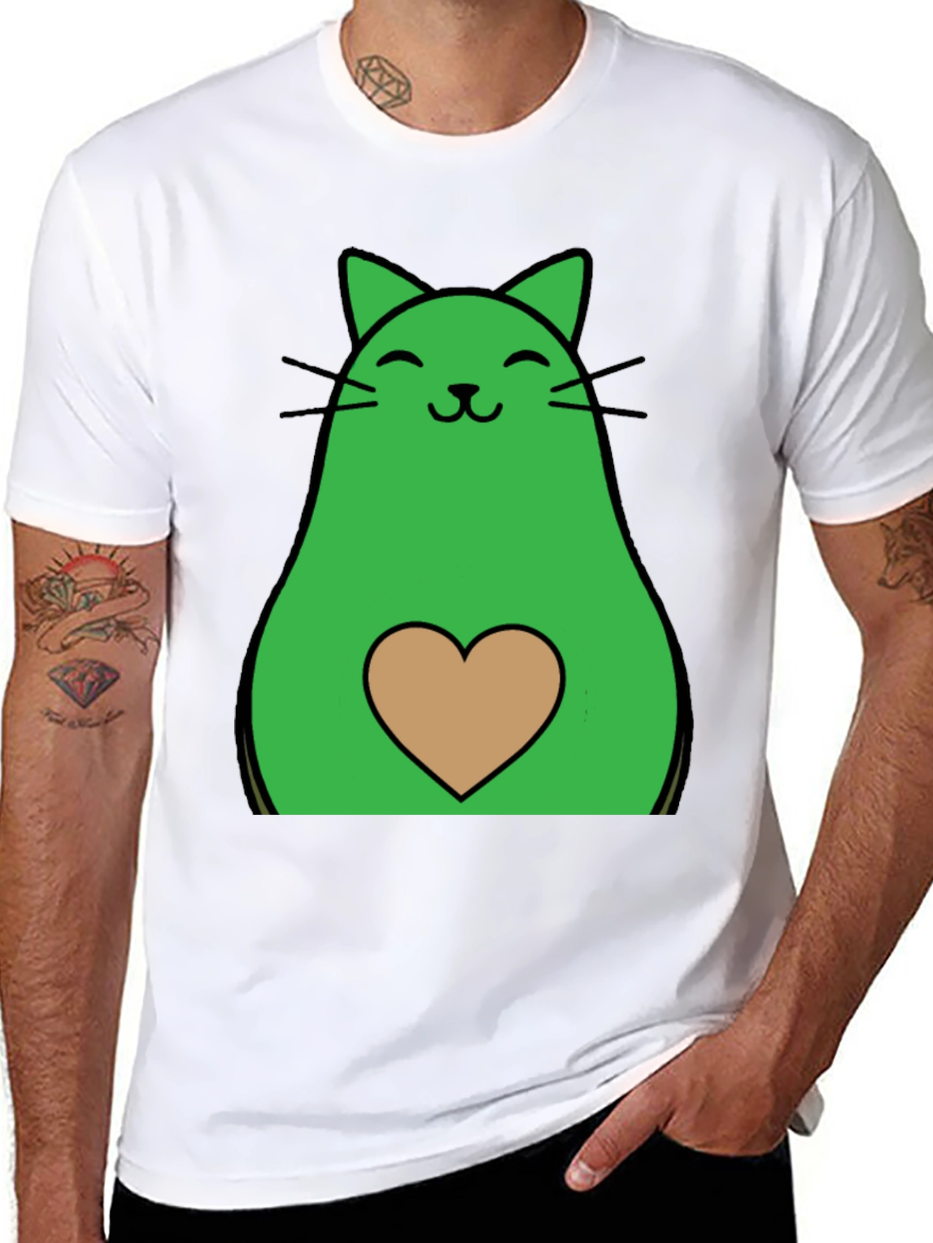 Avocado Cat Graphic Tee - Cute & Unique!