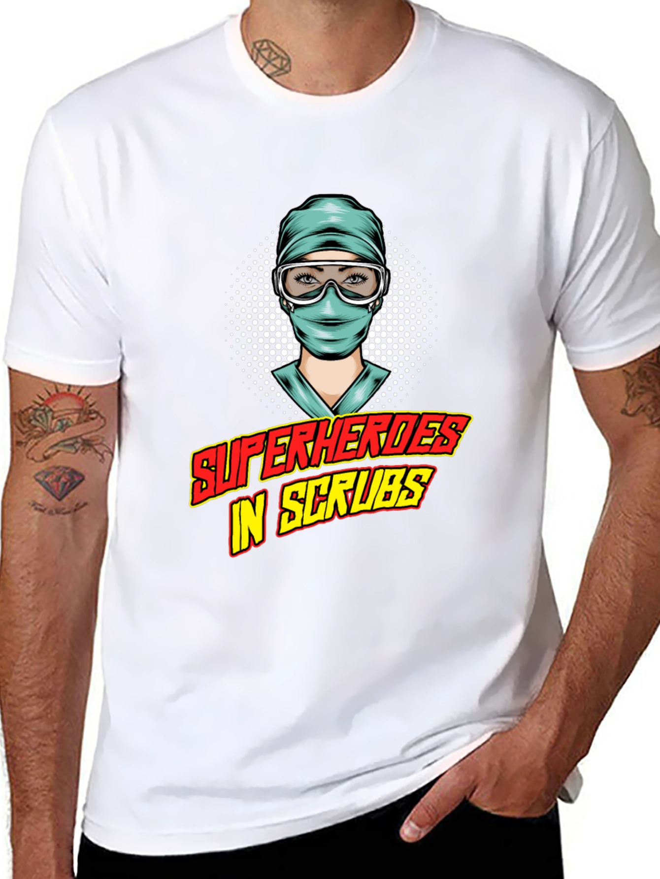 Superheroes in Scrubs Graphic Tee - Medical Hero Shirt