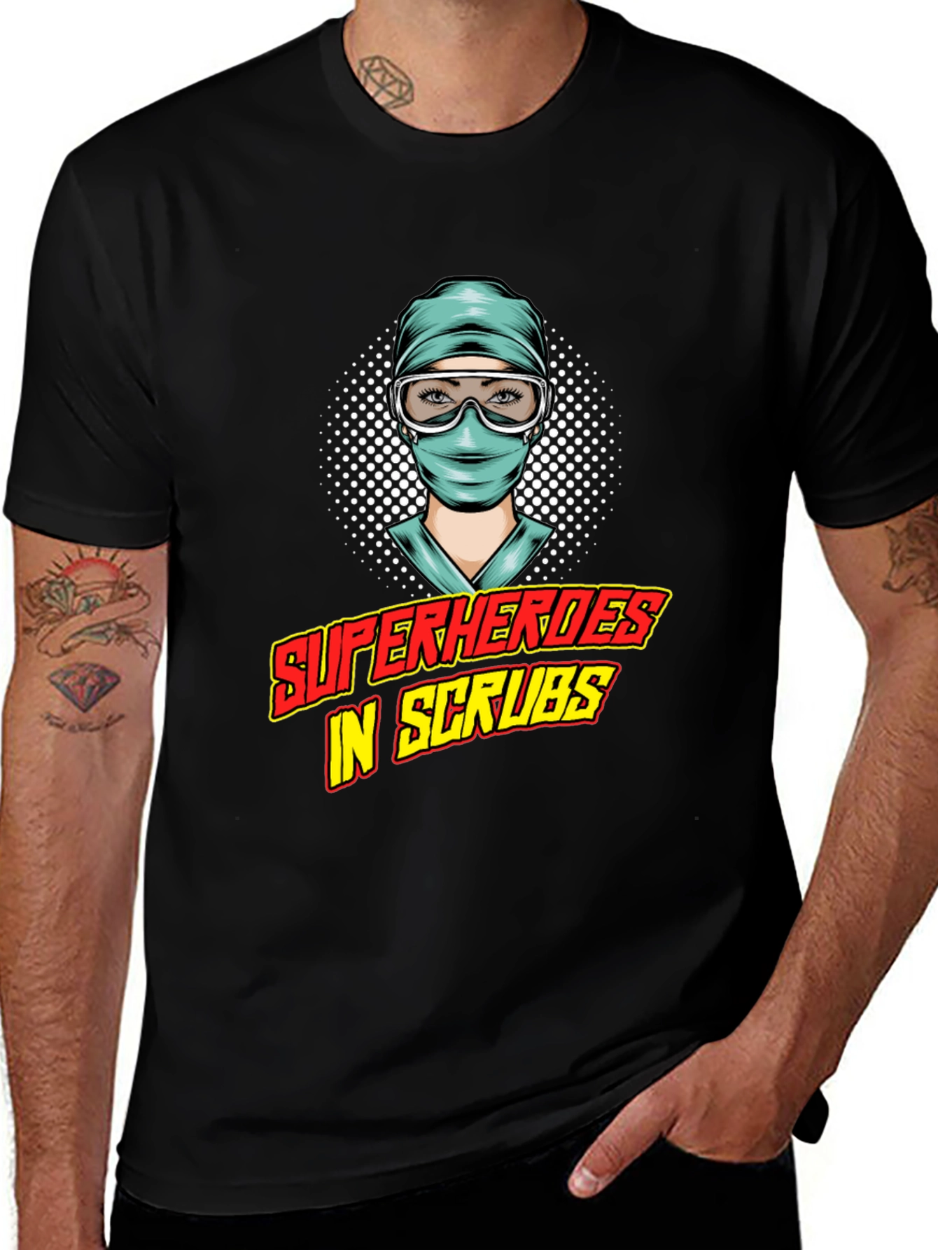 Superheroes in Scrubs Graphic Tee - Medical Hero Shirt
