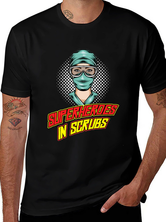 Superheroes in Scrubs Graphic Tee - Medical Hero Shirt