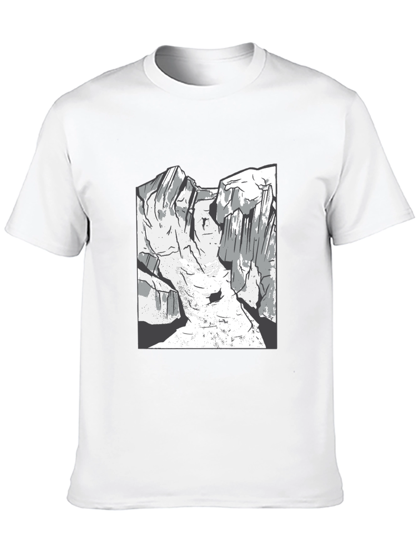 Mountain Graphic Tee - Black Cotton Casual Shirt