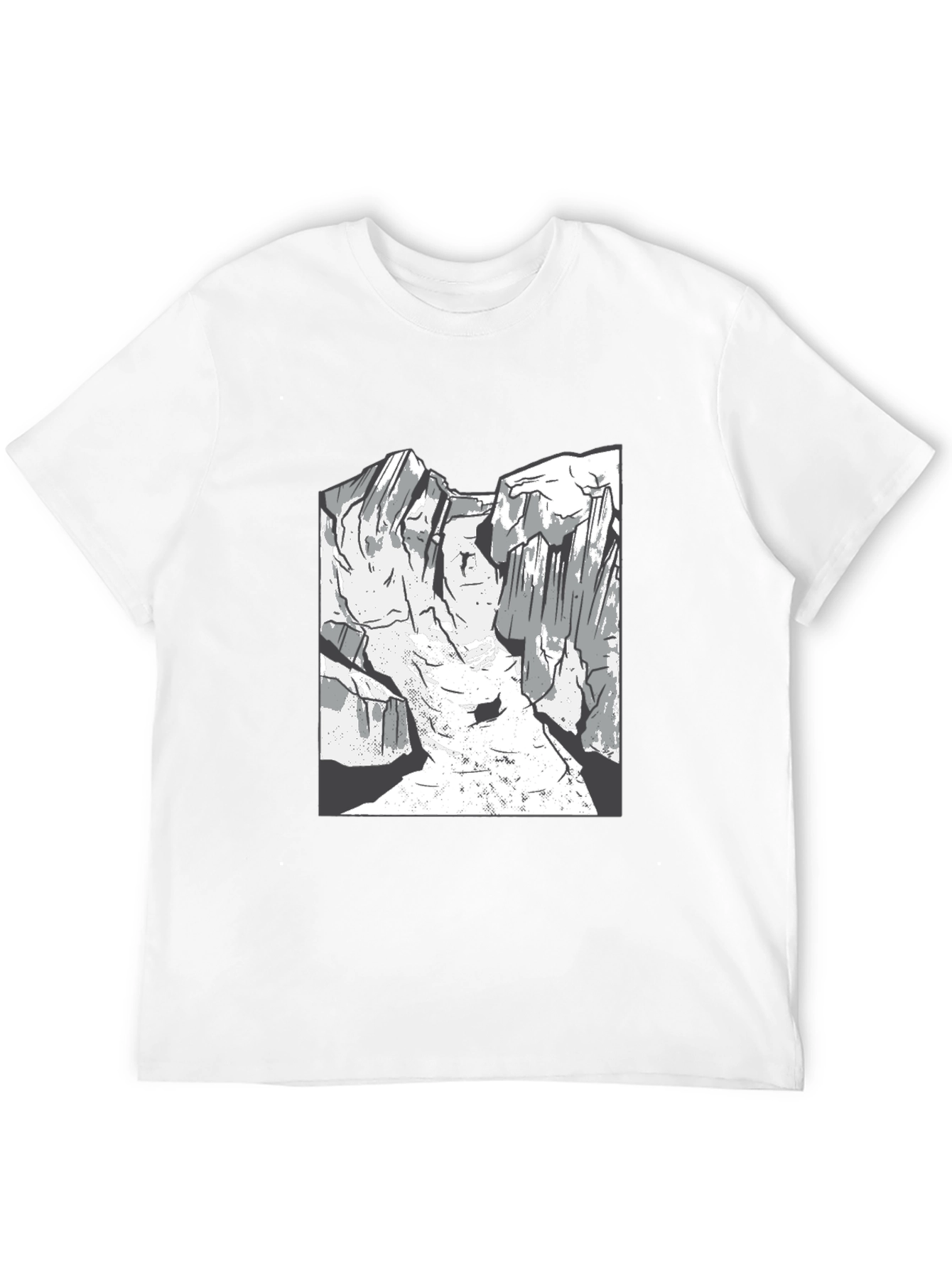 Mountain Graphic Tee - Black Cotton Casual Shirt